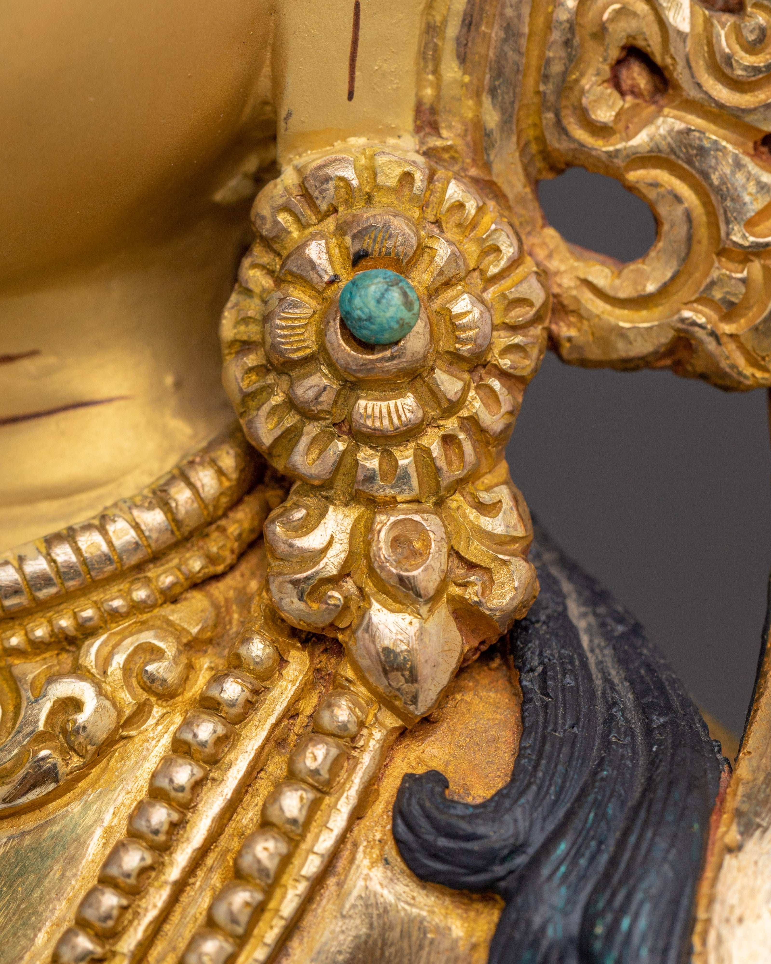 Gold Gilded Kshitigarbha Statue | Copper Buddhist Bodhisattva Sculpture for Altar