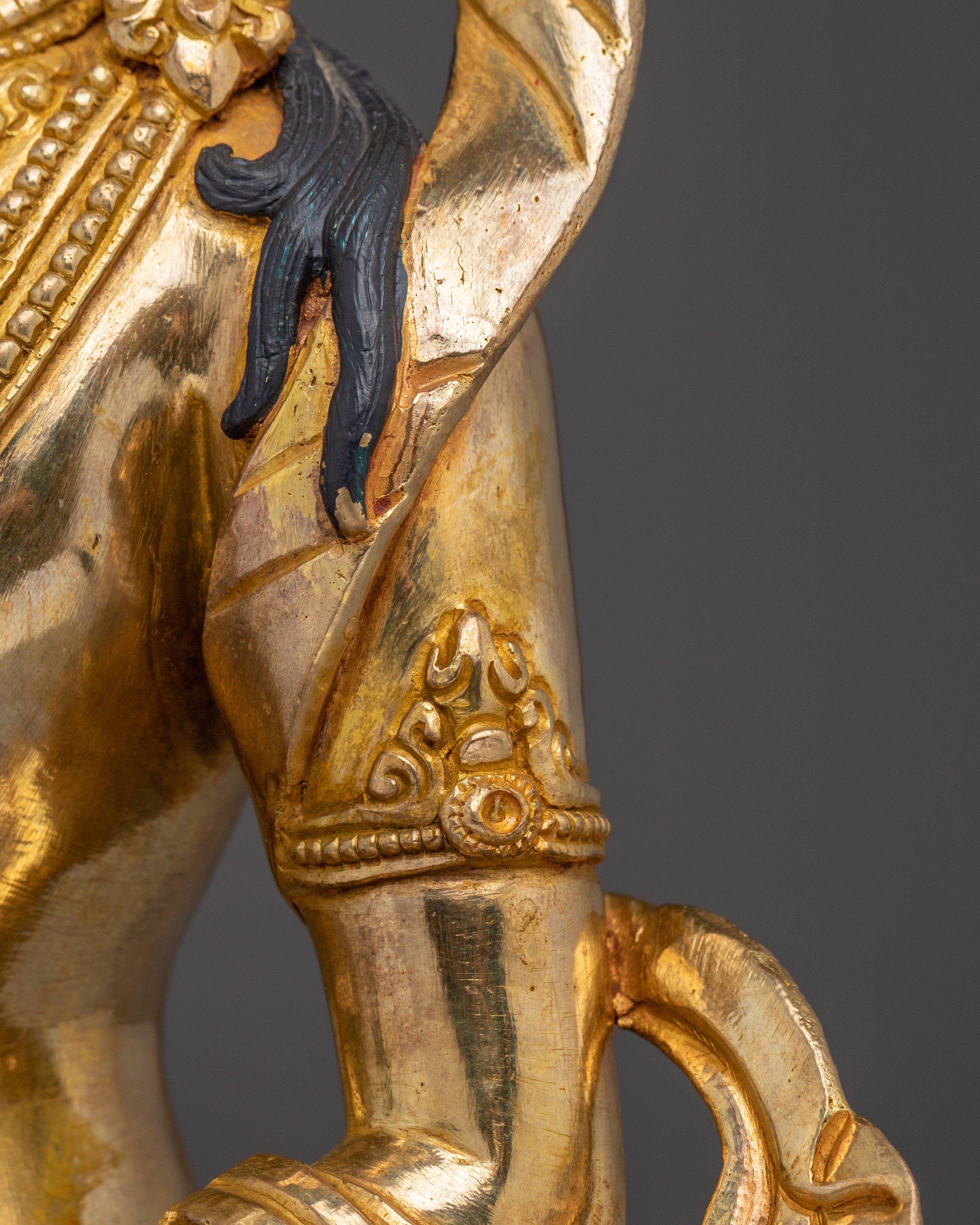 Gold Gilded Kshitigarbha Statue | Copper Buddhist Bodhisattva Sculpture for Altar