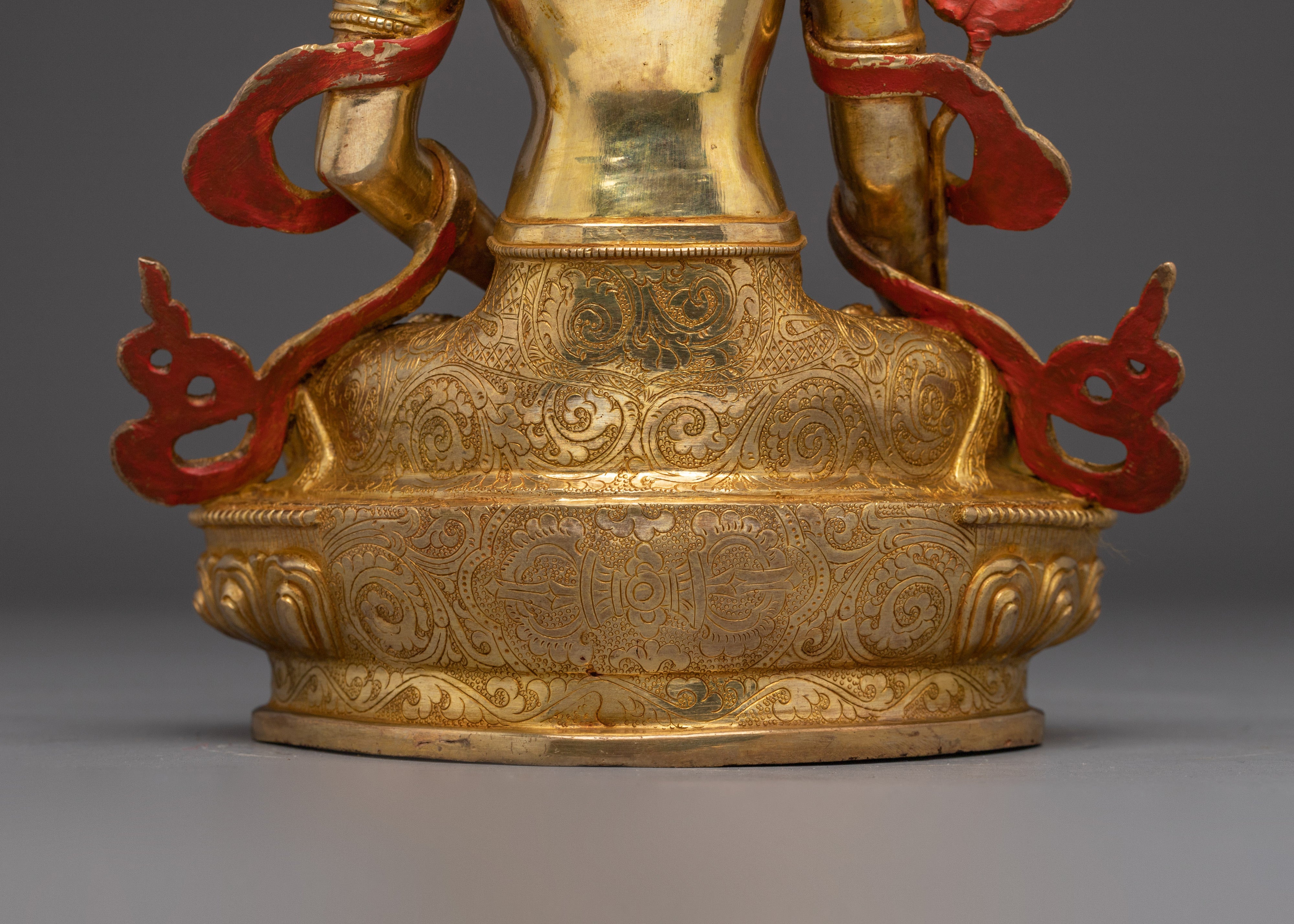 Gold Gilded Kshitigarbha Statue | Copper Buddhist Bodhisattva Sculpture for Altar