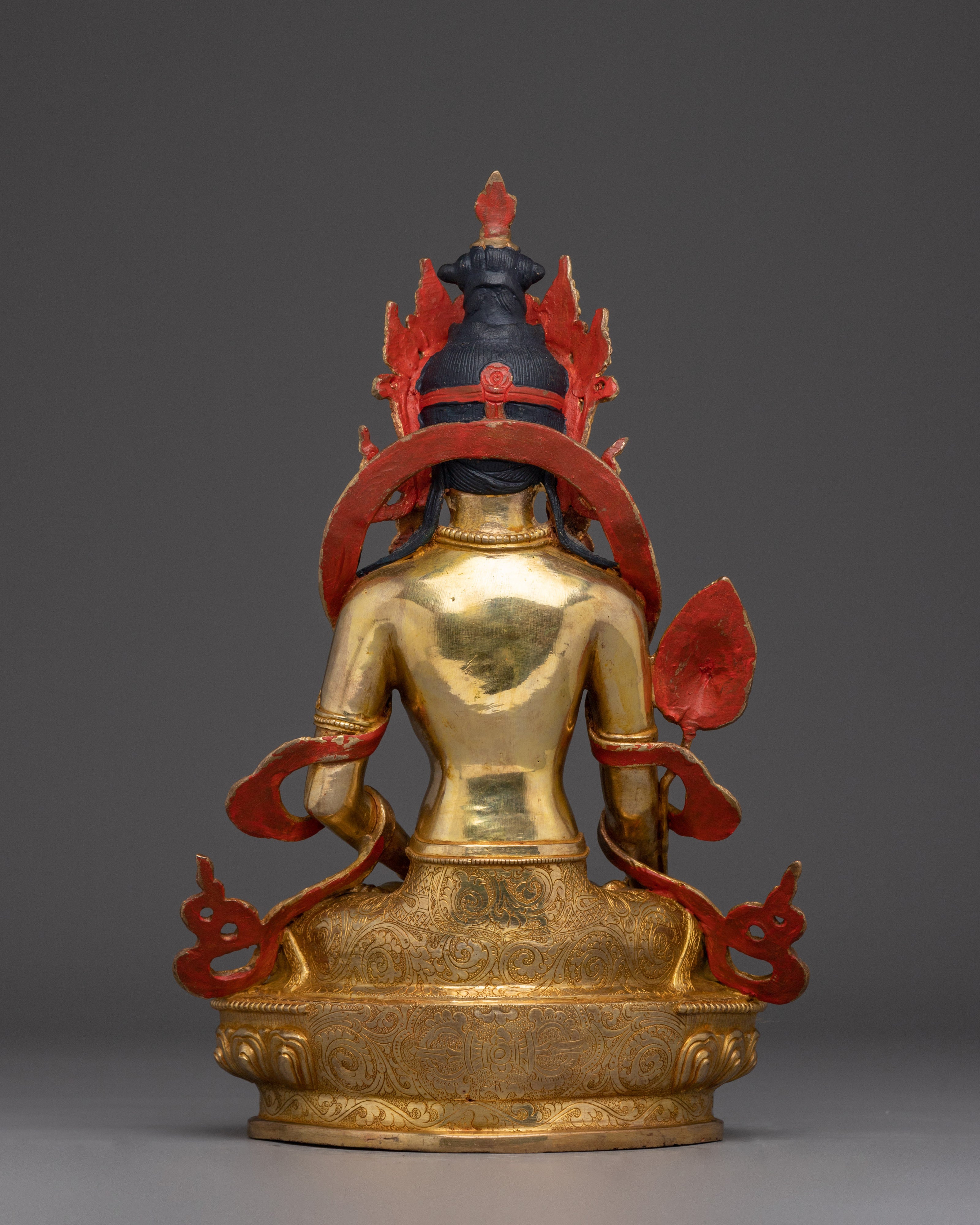 Gold Gilded Kshitigarbha Statue | Copper Buddhist Bodhisattva Sculpture for Altar