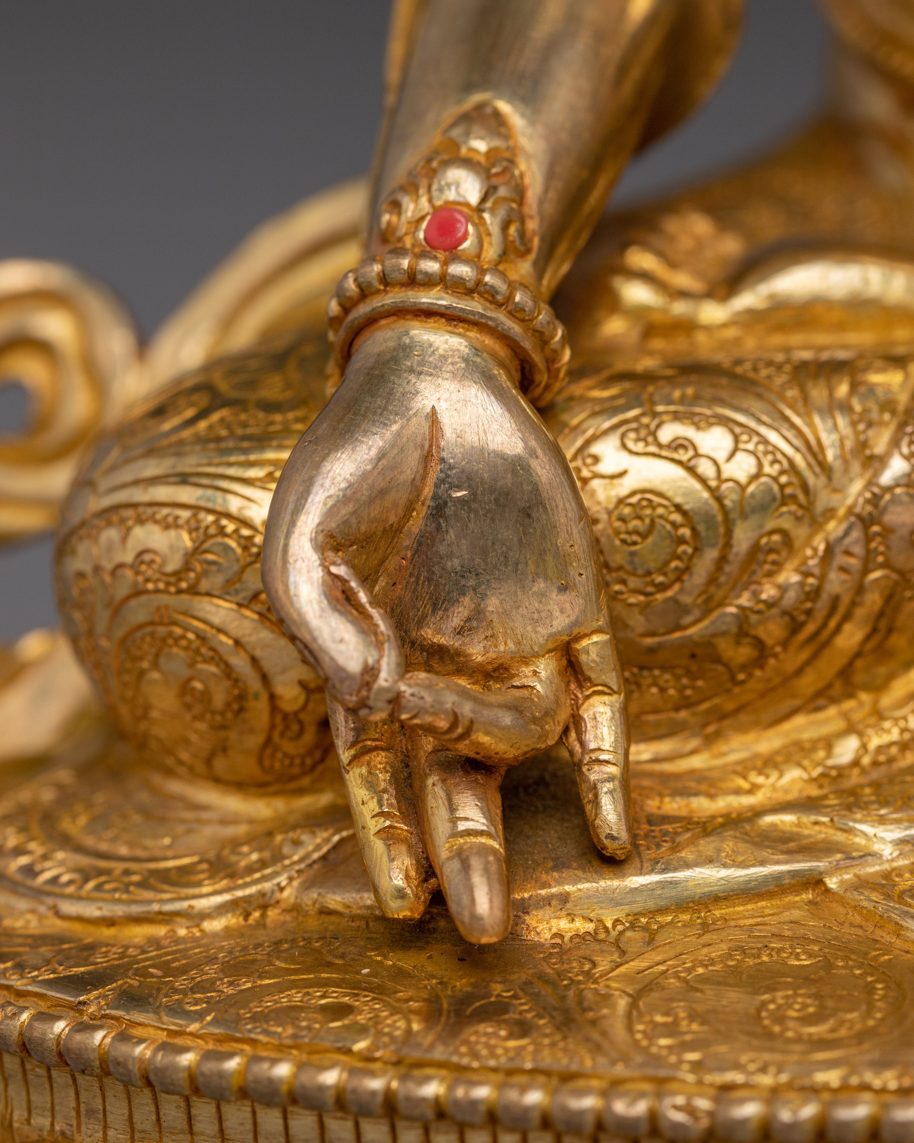 Gold Gilded Kshitigarbha Statue | Copper Buddhist Bodhisattva Sculpture for Altar