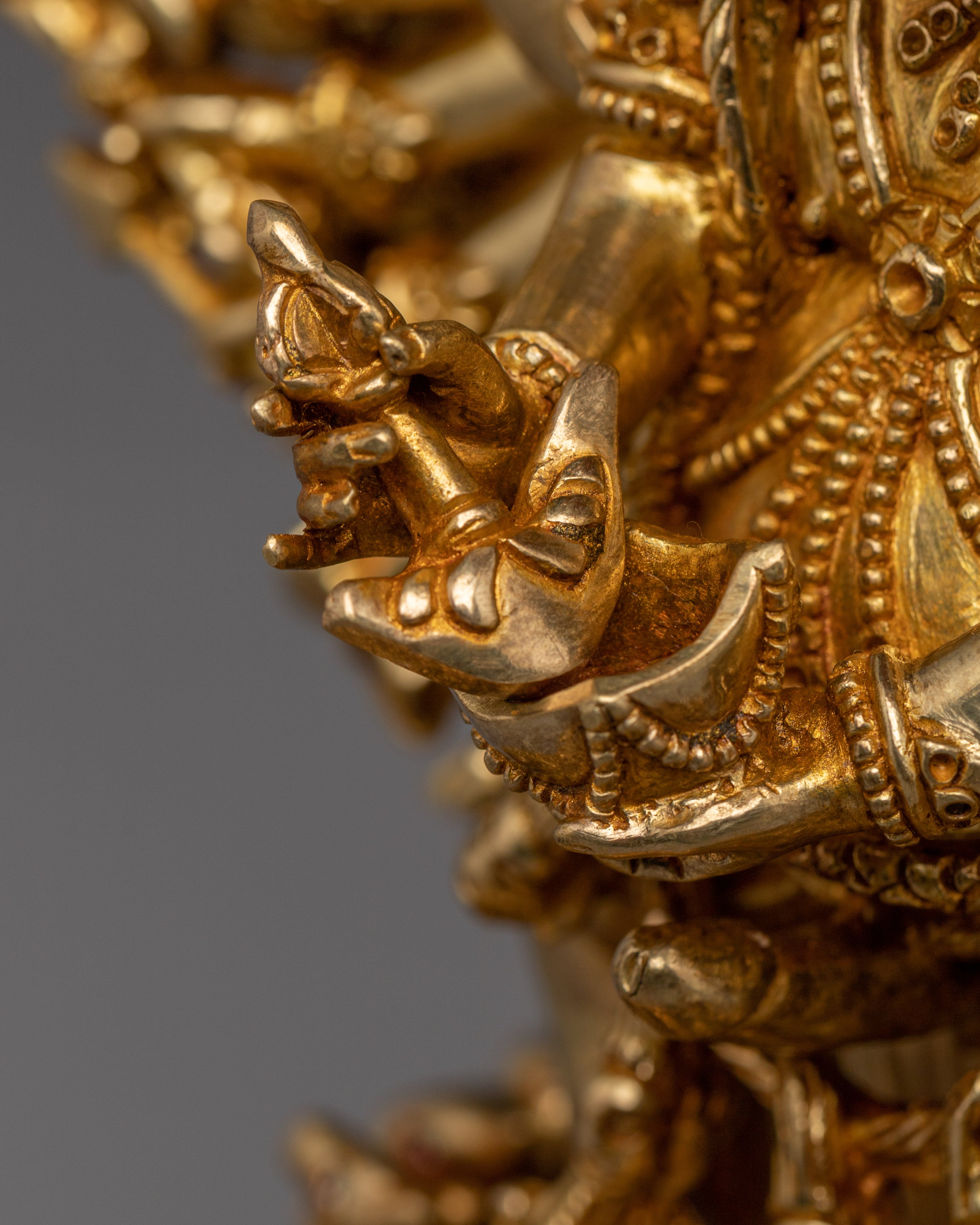 24K Gold Gilded Yamantaka Statue | Copper Buddhist Deity of Wisdom