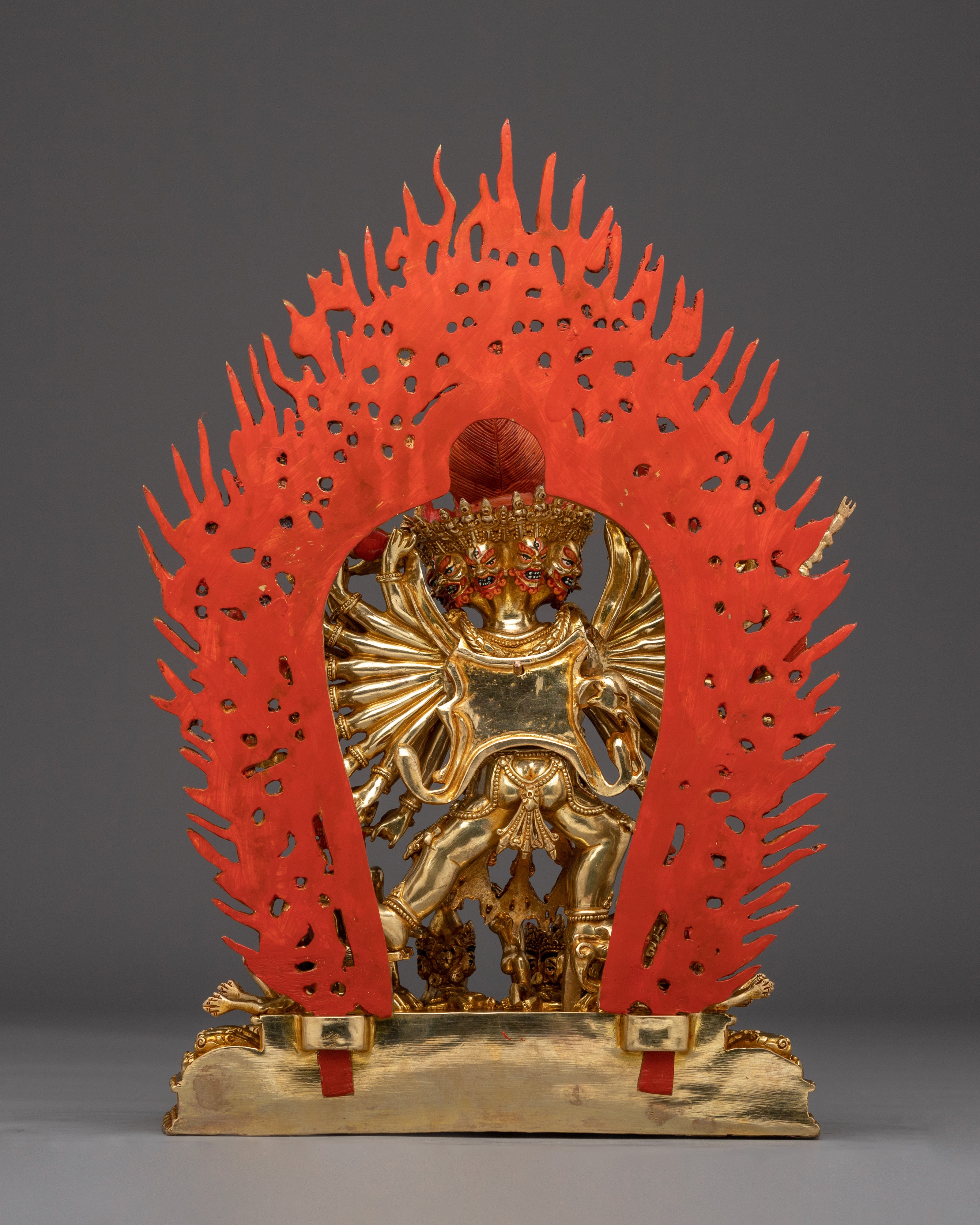 24K Gold Gilded Yamantaka Statue | Copper Buddhist Deity of Wisdom