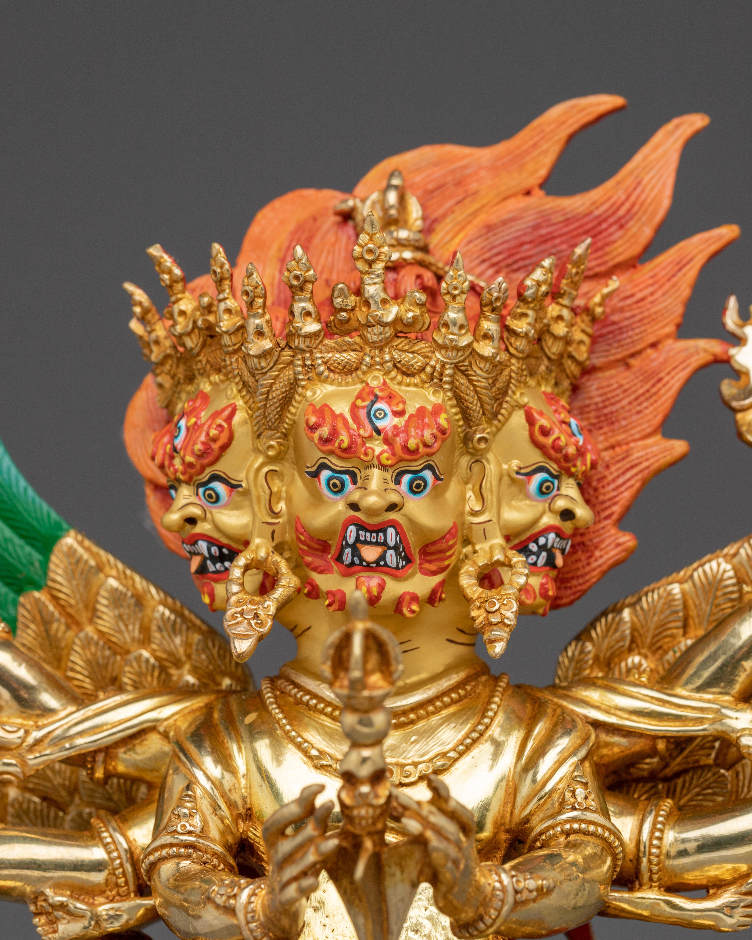 24K Gold Gilded Vajrakilaya Statue | Buddhist Deity for Removing Obstacles and Protection