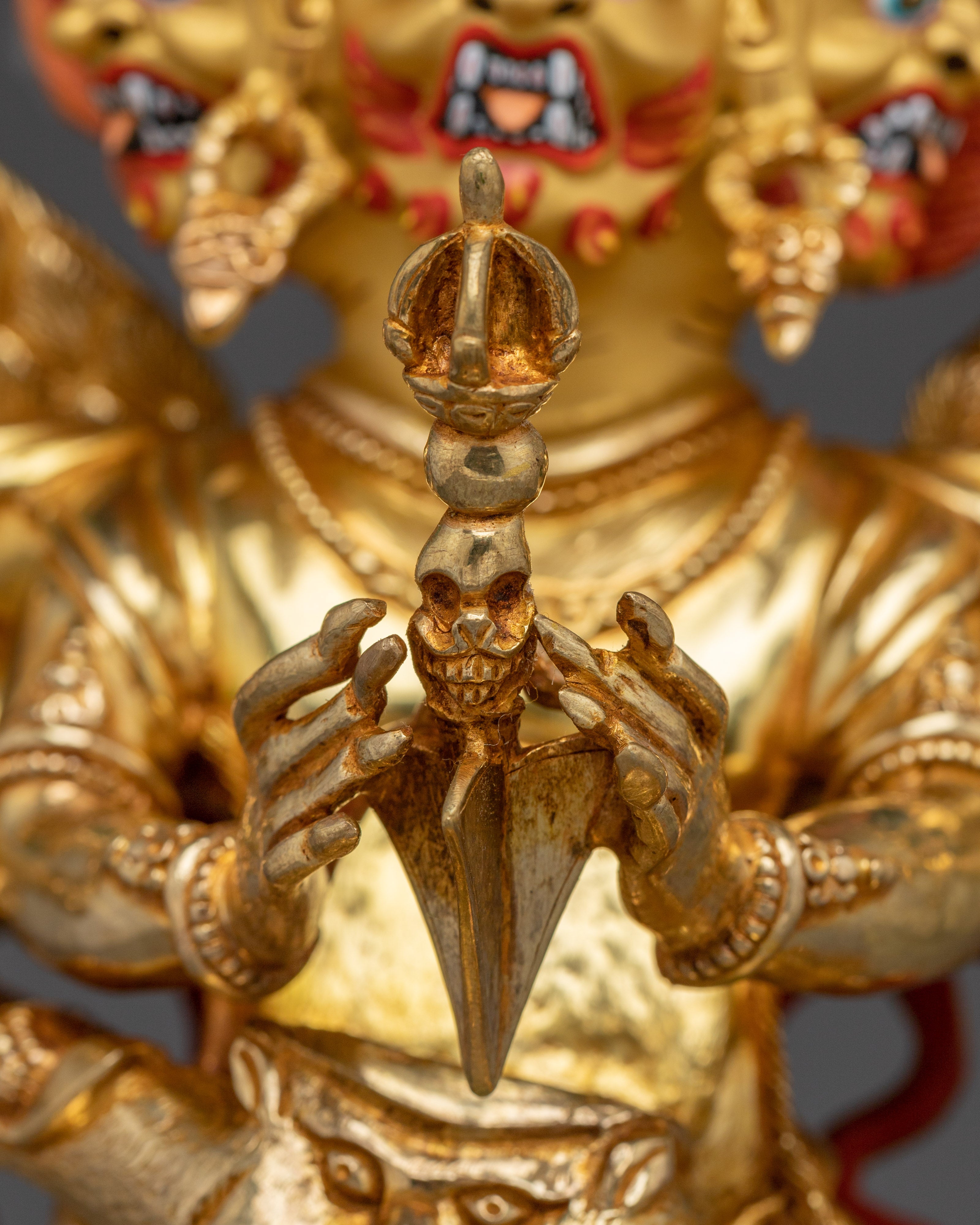 24K Gold Gilded Vajrakilaya Statue | Buddhist Deity for Removing Obstacles and Protection