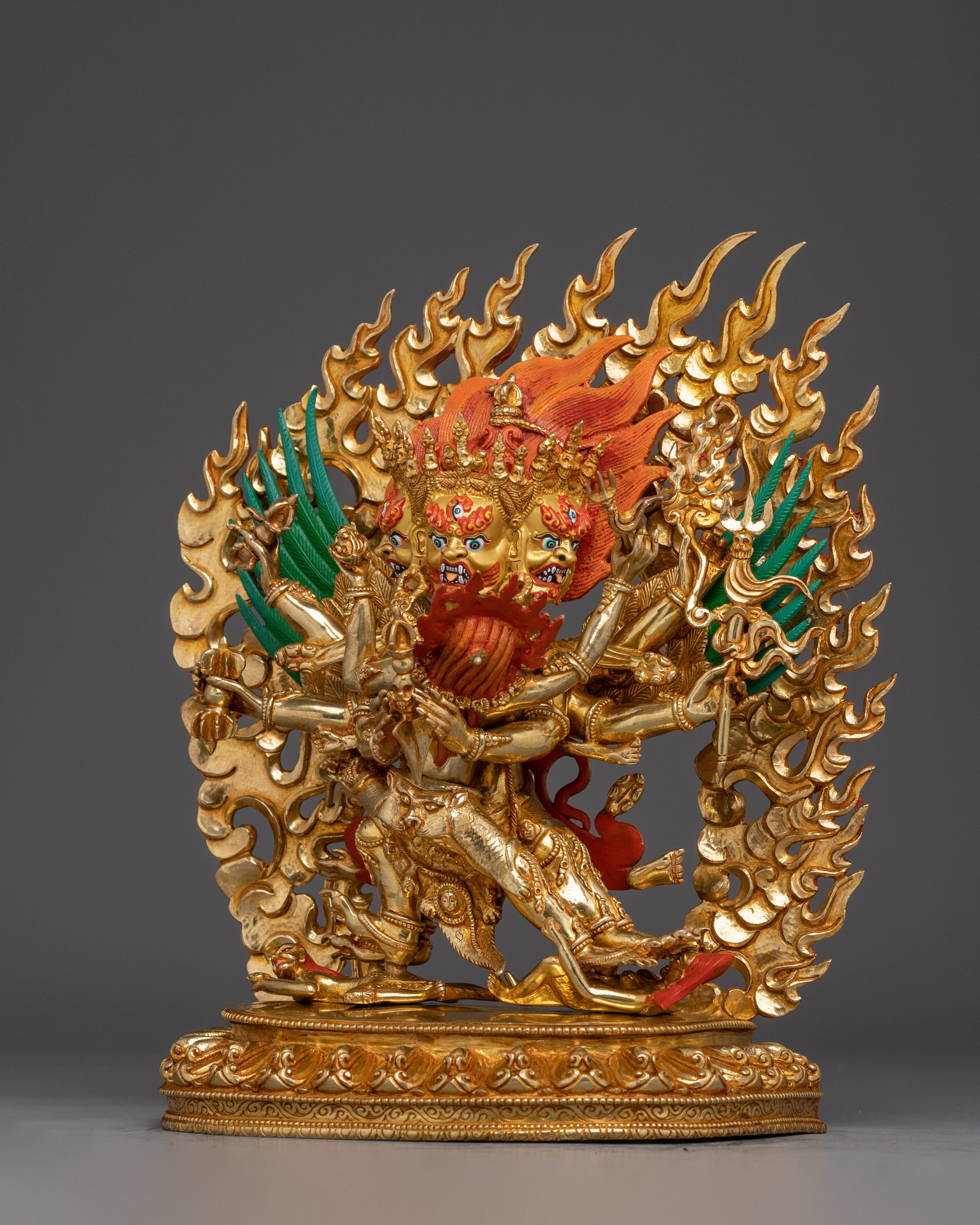 24K Gold Gilded Vajrakilaya Statue | Buddhist Deity for Removing Obstacles and Protection