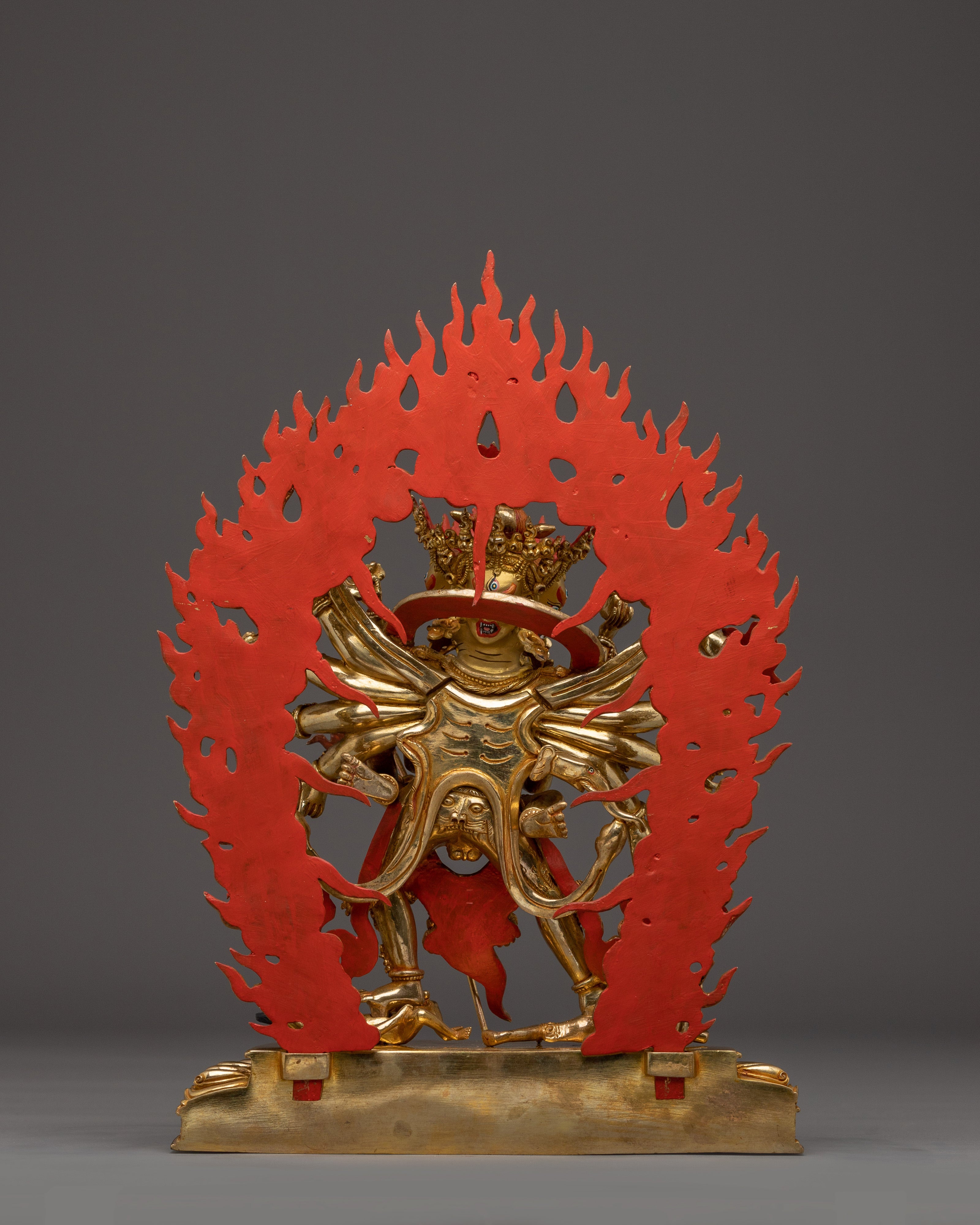 Copper Sculpture Gold Gilded Chakrasambhara | Tantric Copper Deity for Ritual Practice