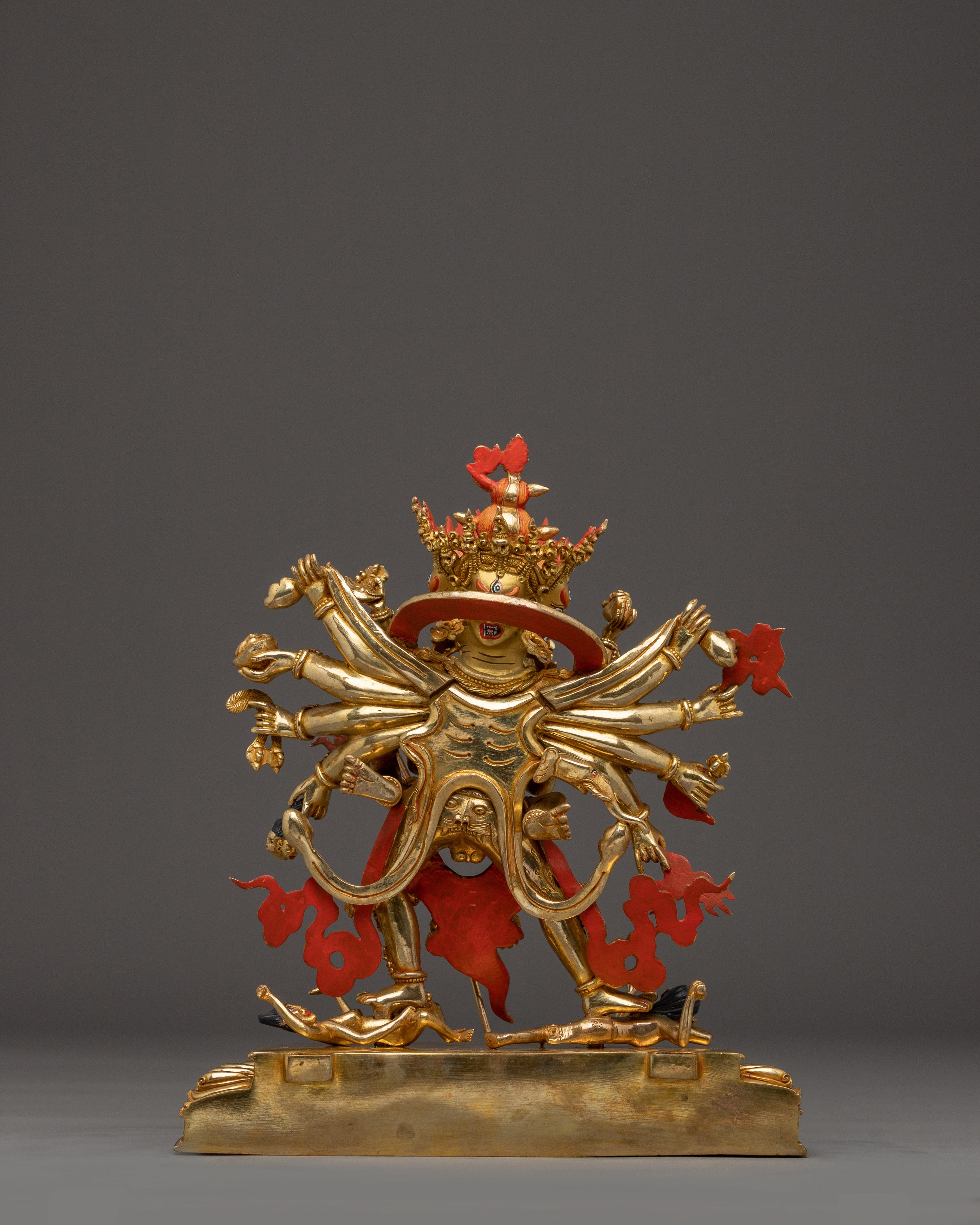 Copper Sculpture Gold Gilded Chakrasambhara | Tantric Copper Deity for Ritual Practice