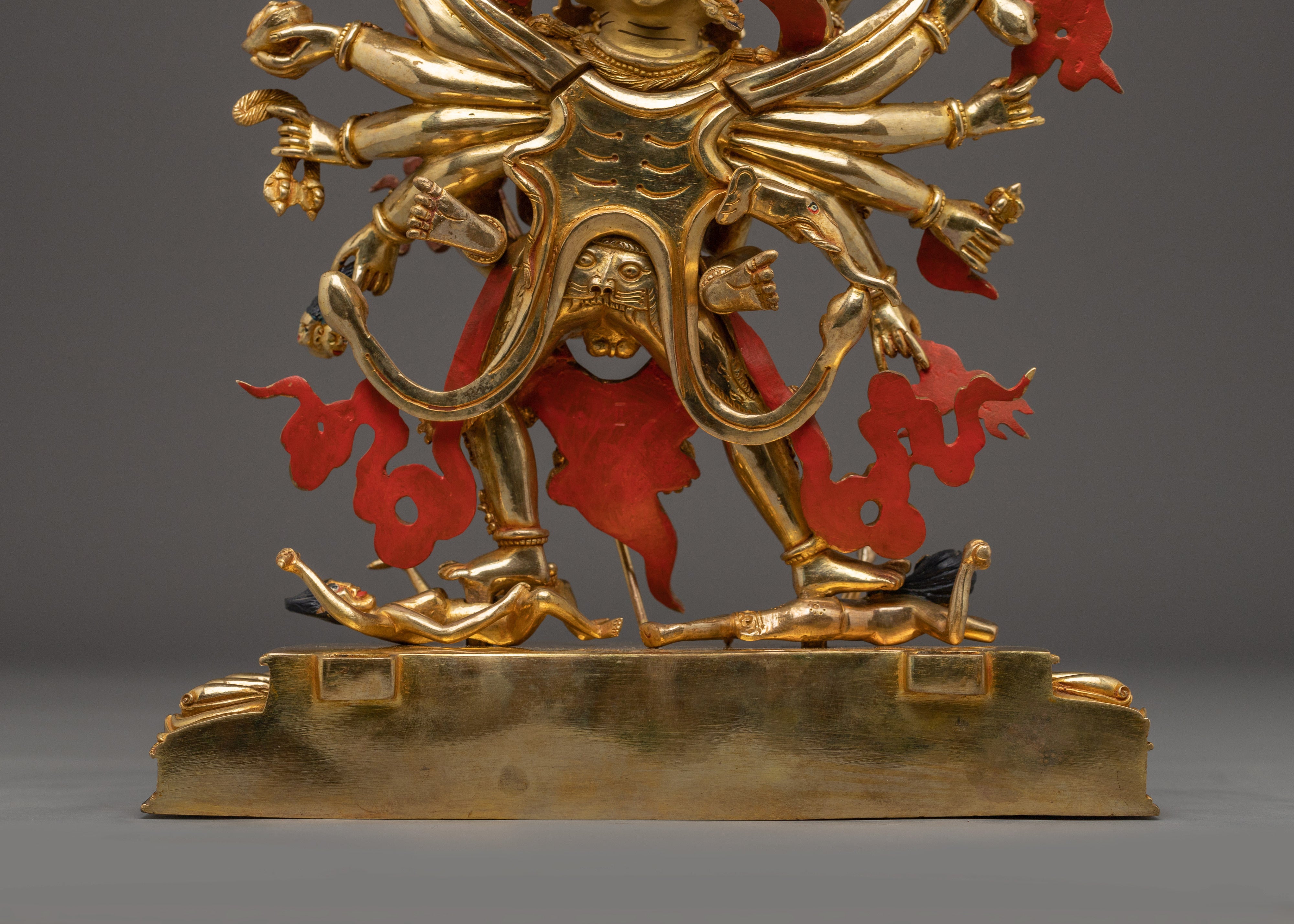 Copper Sculpture Gold Gilded Chakrasambhara | Tantric Copper Deity for Ritual Practice