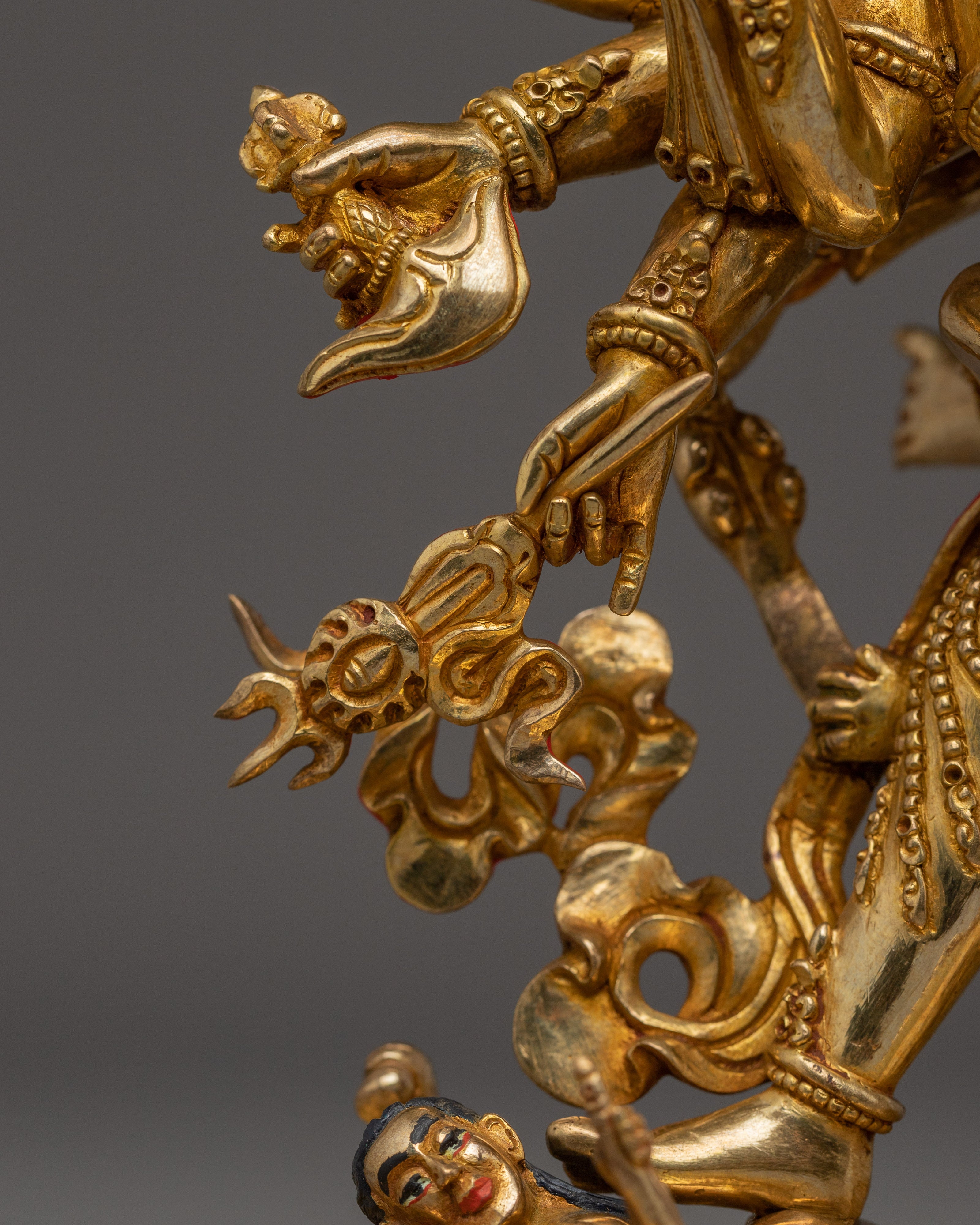 Copper Sculpture Gold Gilded Chakrasambhara | Tantric Copper Deity for Ritual Practice