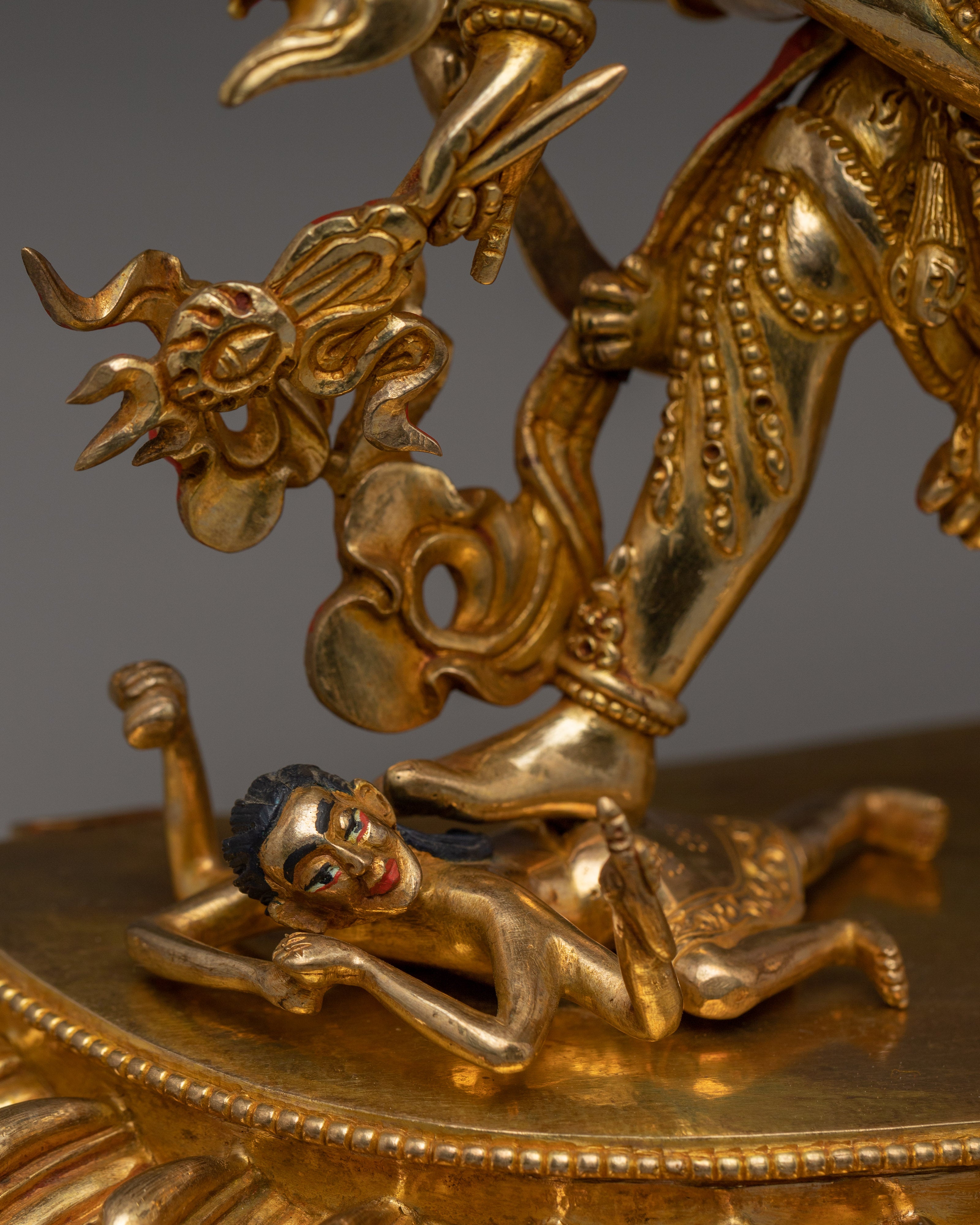 Copper Sculpture Gold Gilded Chakrasambhara | Tantric Copper Deity for Ritual Practice