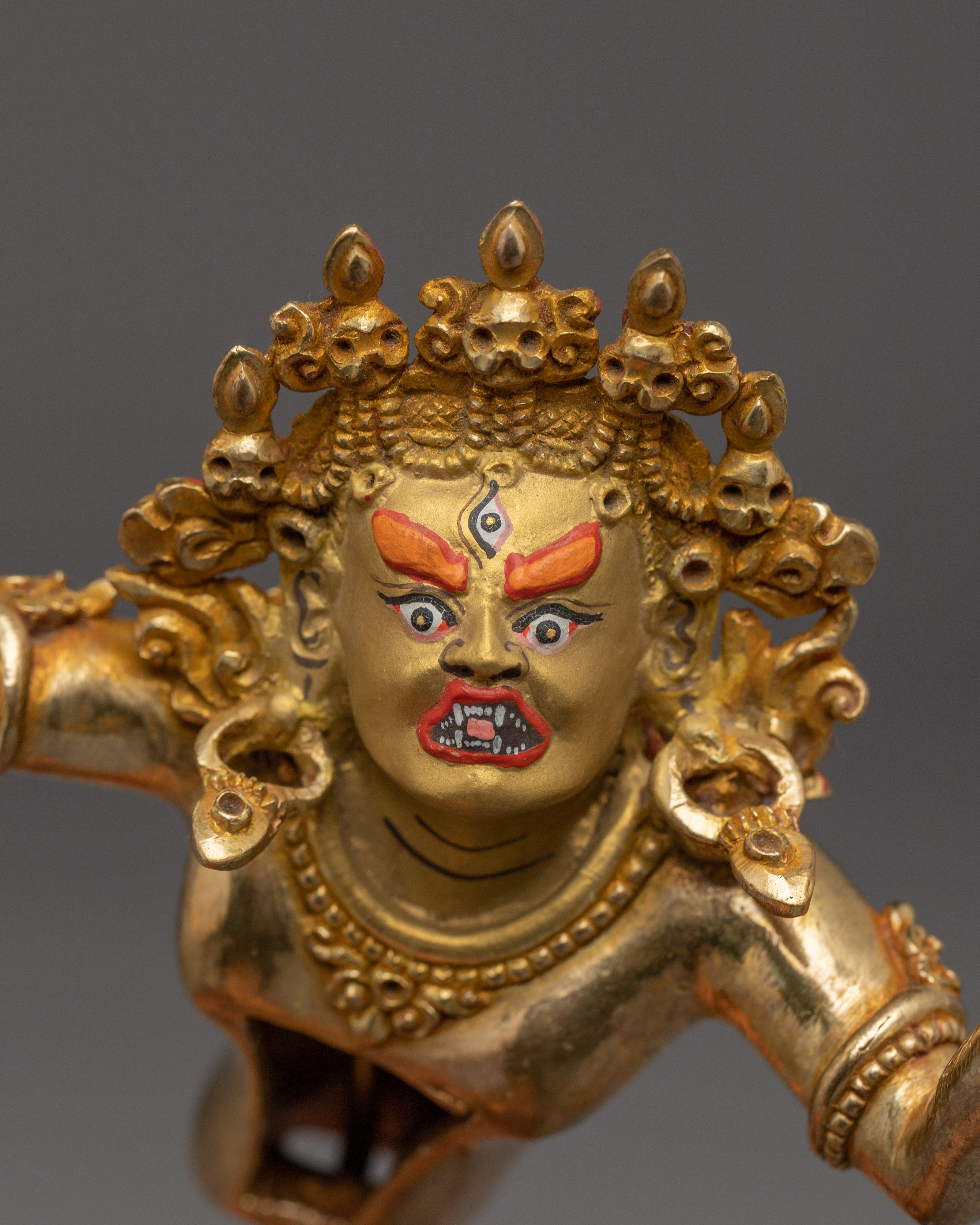 Copper Sculpture Gold Gilded Chakrasambhara | Tantric Copper Deity for Ritual Practice