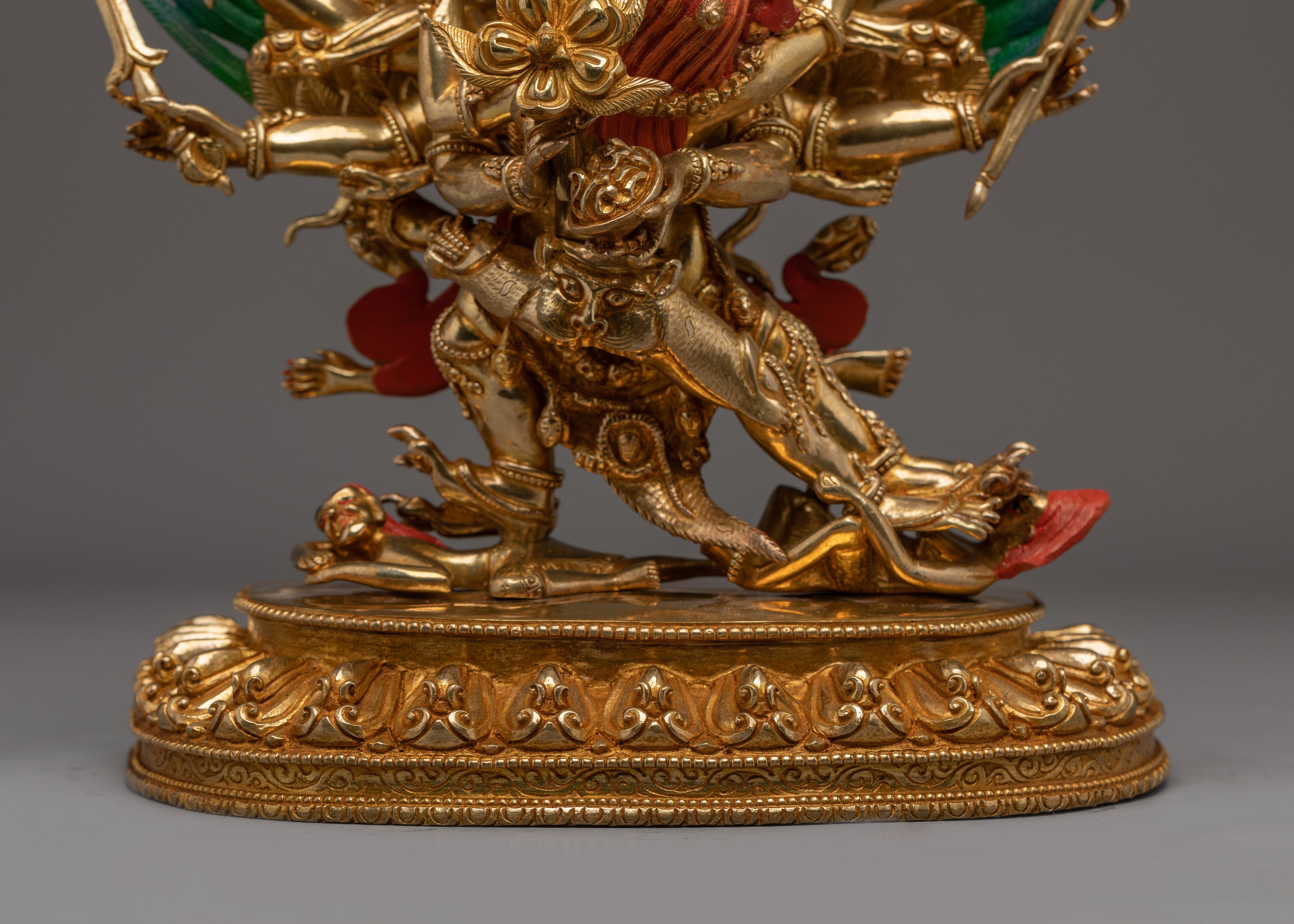 Fierce 24K Gold Hayagriva statue | Wrathful Tibetan Copper Deity for Healing