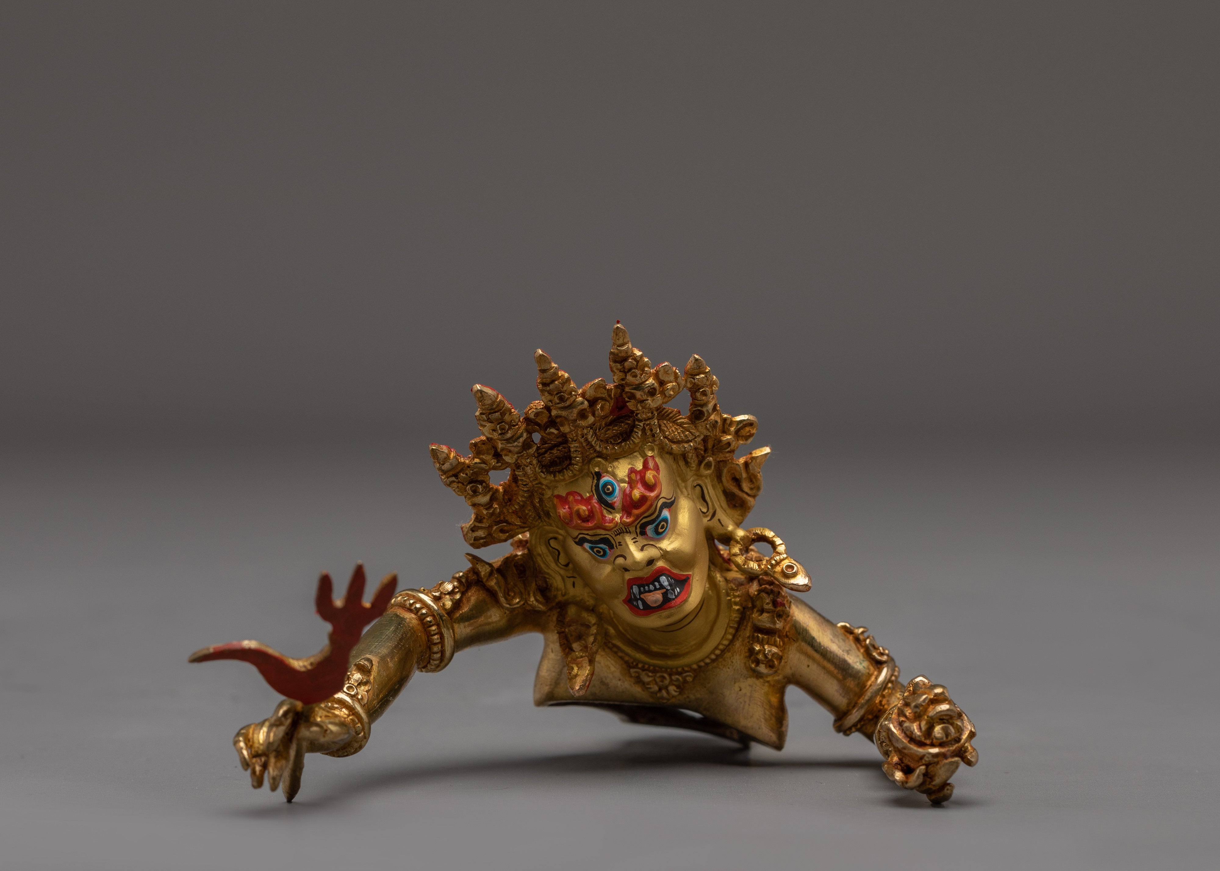 Fierce 24K Gold Hayagriva statue | Wrathful Tibetan Copper Deity for Healing