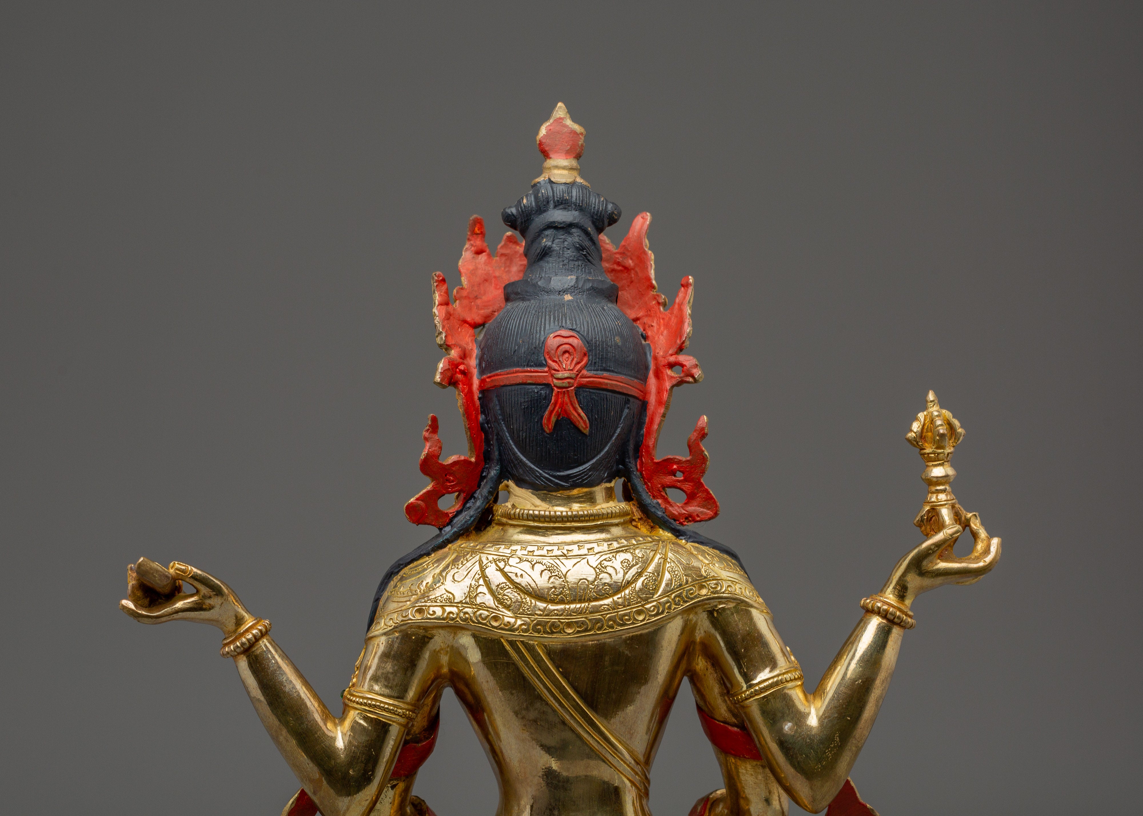 Gold Gilded Prajna Paramita Statue | Copper Wisdom Deity of Perfection for Buddhist Altar