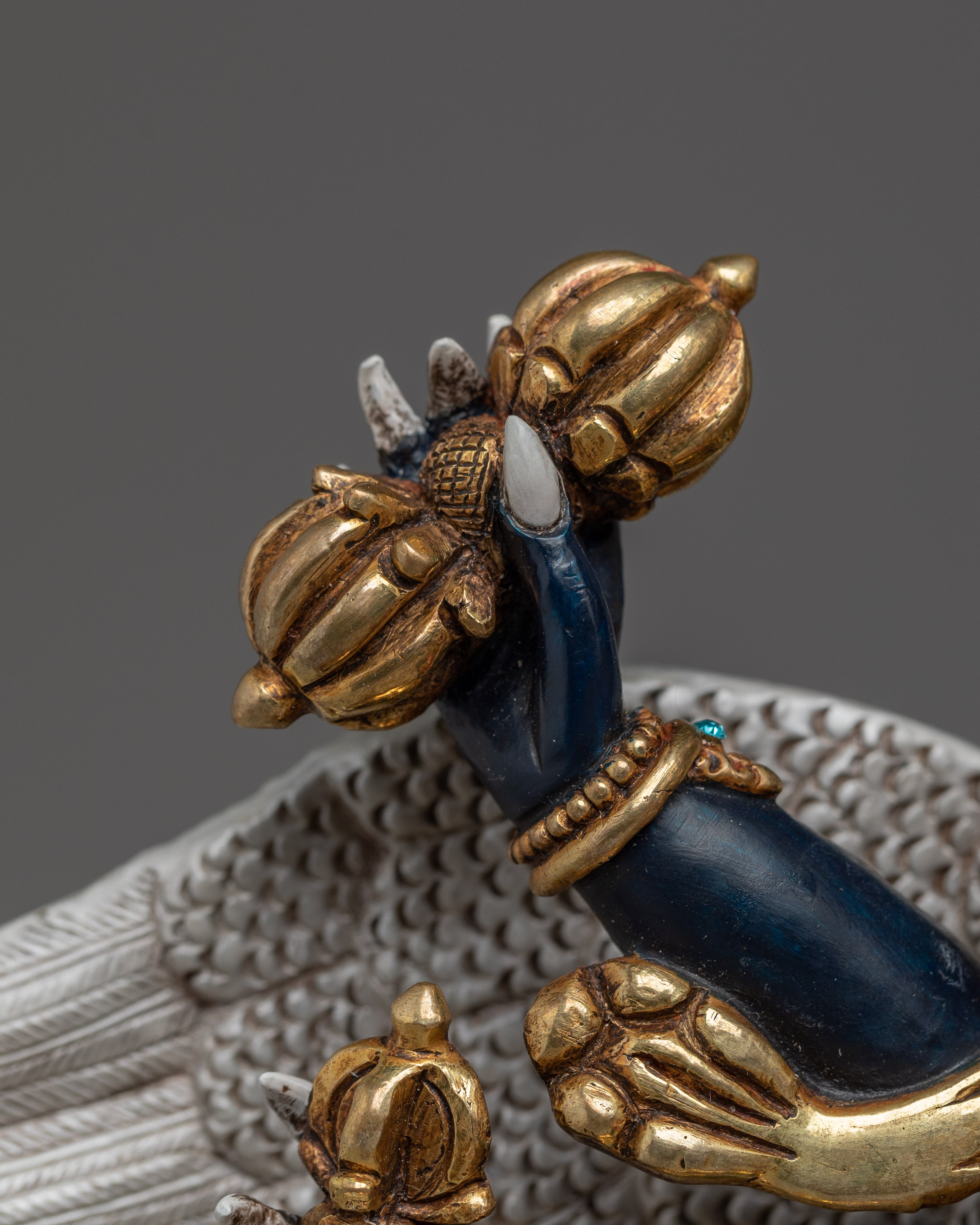 Gold Gilded Vajrakilaya Statue | Wrathful Copper Tantric Deity for Obstacle Removal