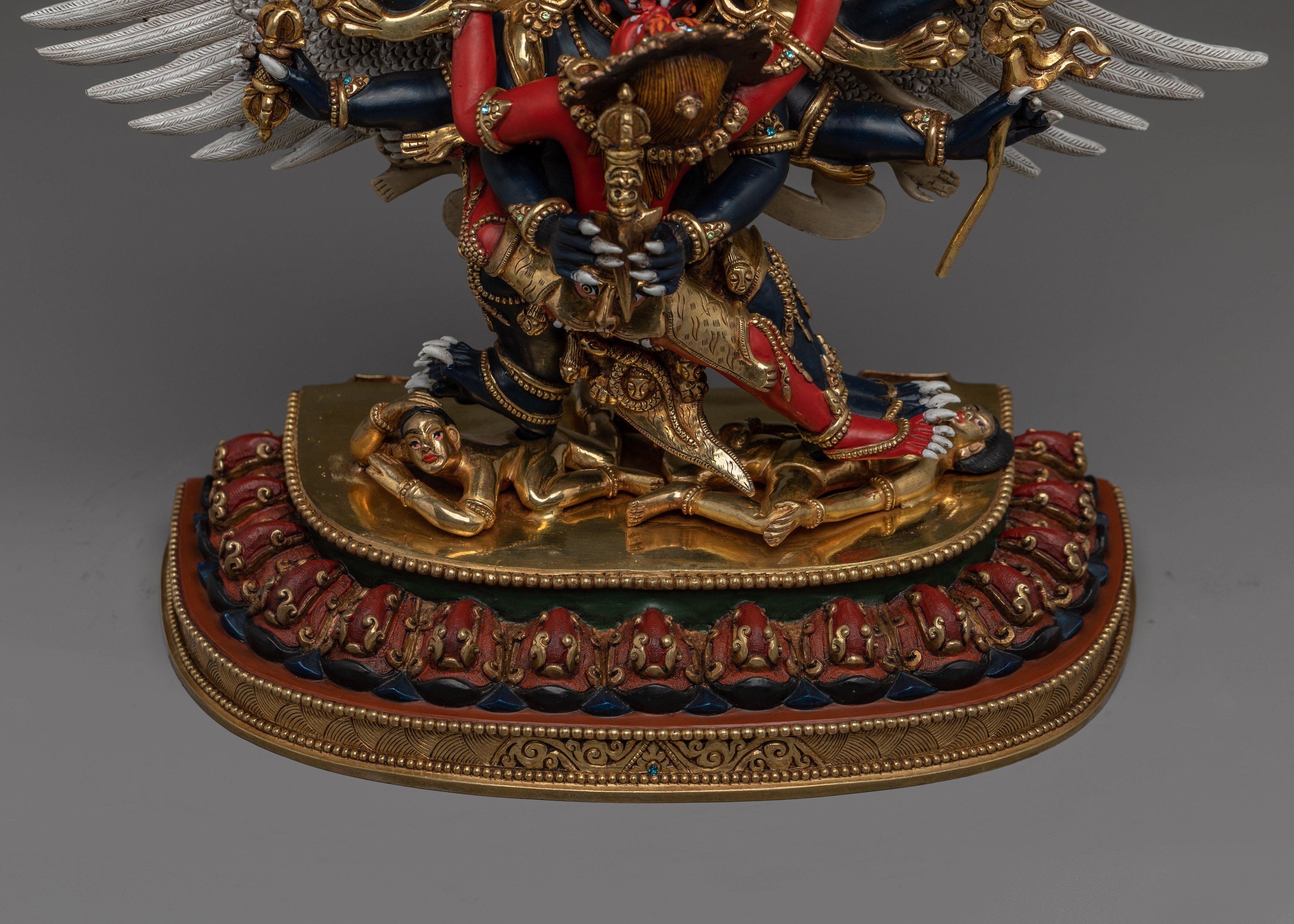 Gold Gilded Vajrakilaya Statue | Wrathful Copper Tantric Deity for Obstacle Removal