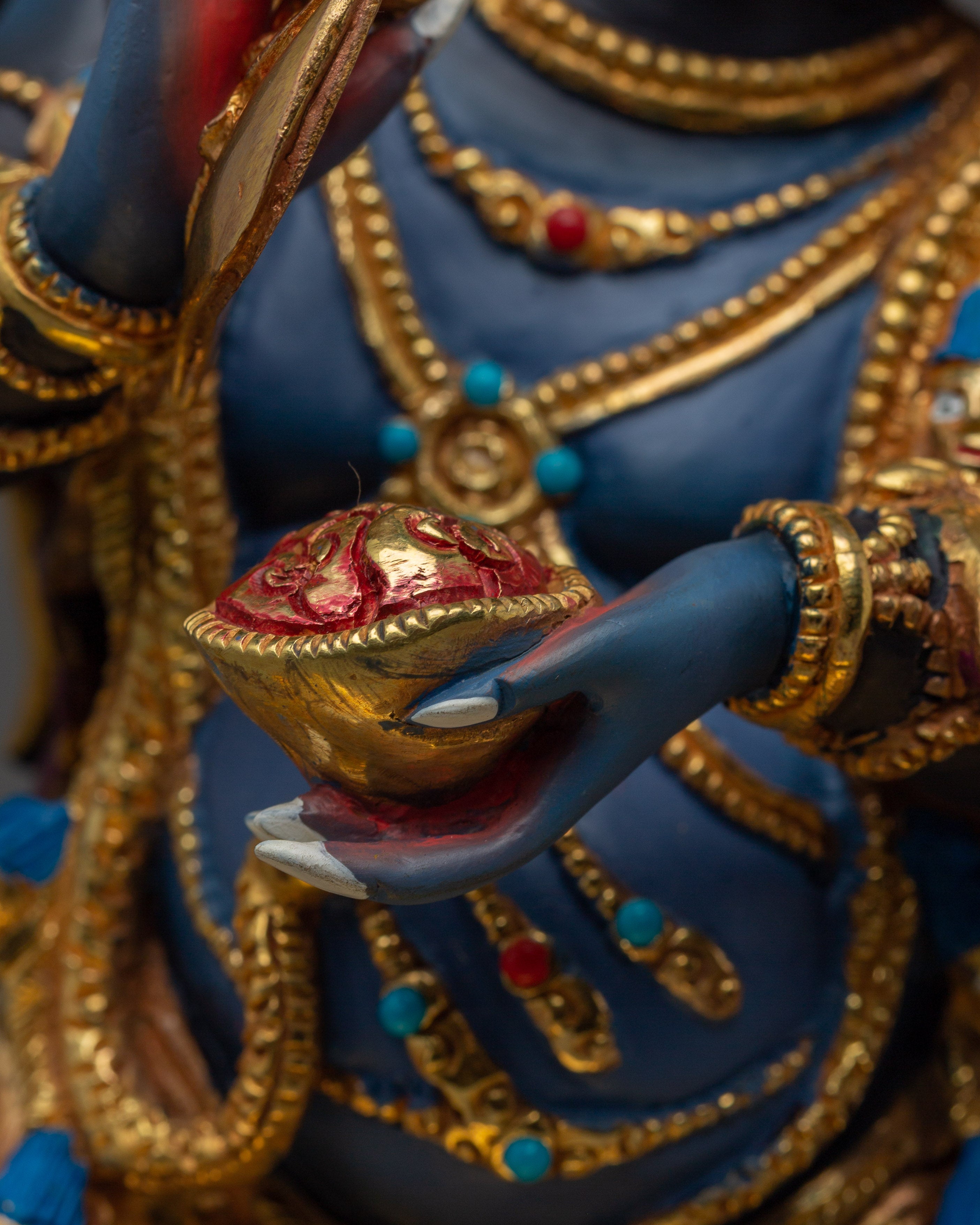 Gold Gilded Six-Armed Mahakala Statue | Copper Tantric Deity for Obstacle Removal