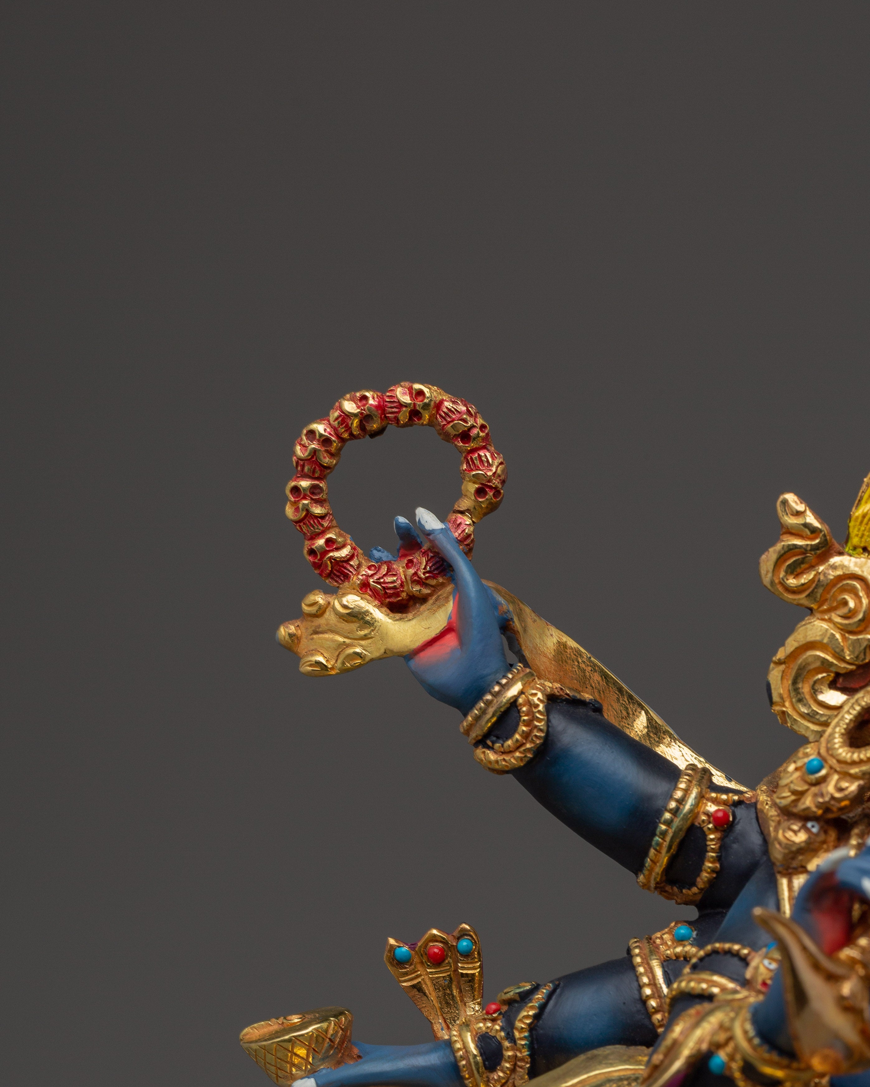 Gold Gilded Six-Armed Mahakala Statue | Copper Tantric Deity for Obstacle Removal