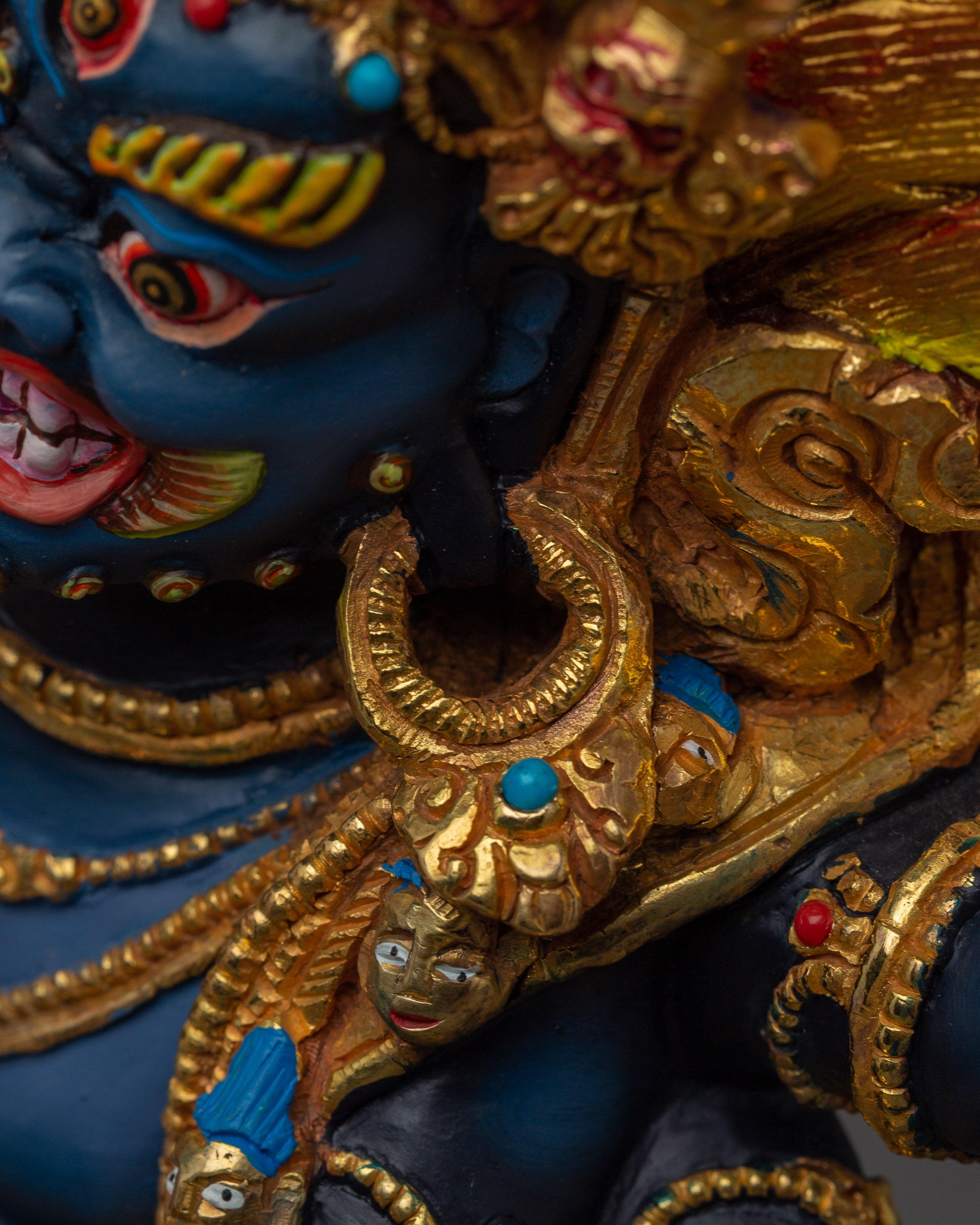 Gold Gilded Six-Armed Mahakala Statue | Copper Tantric Deity for Obstacle Removal