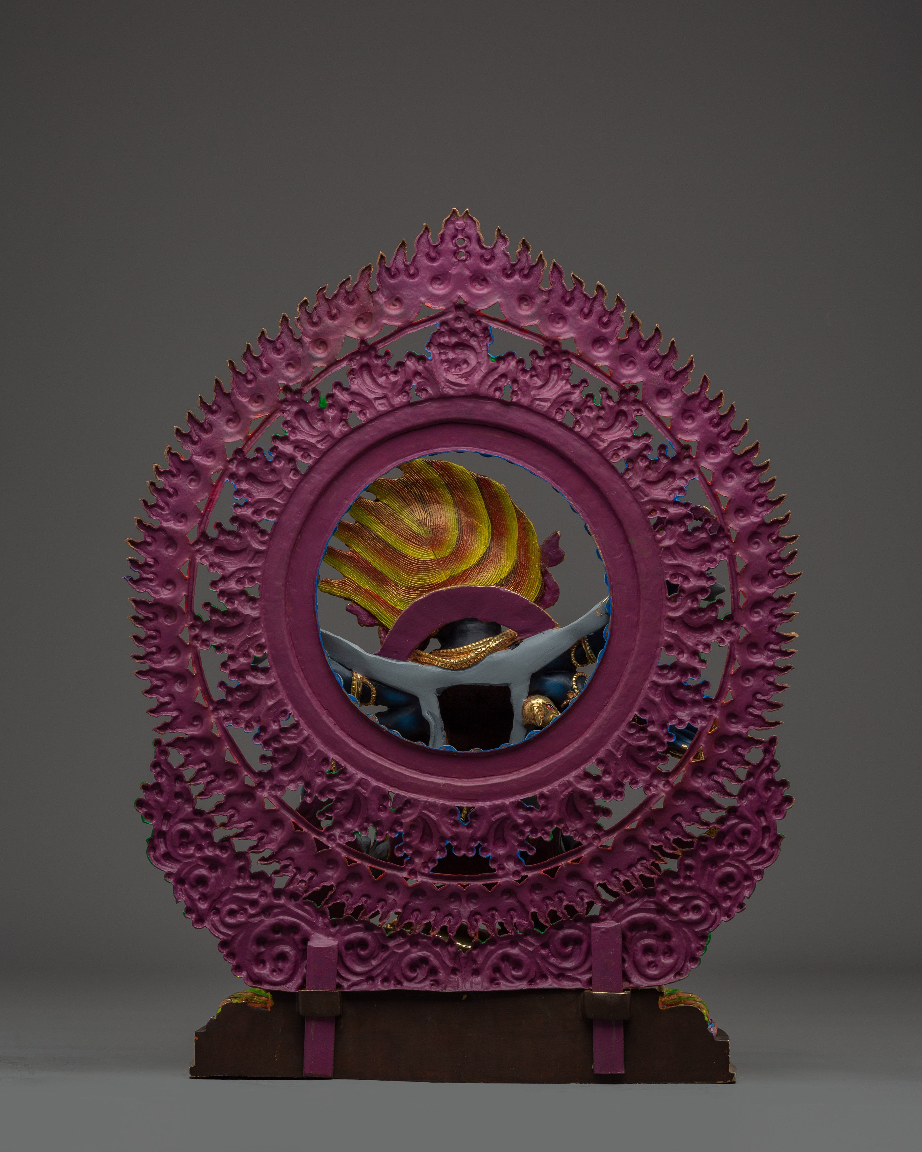 Gold Gilded Six-Armed Mahakala Statue | Copper Tantric Deity for Obstacle Removal