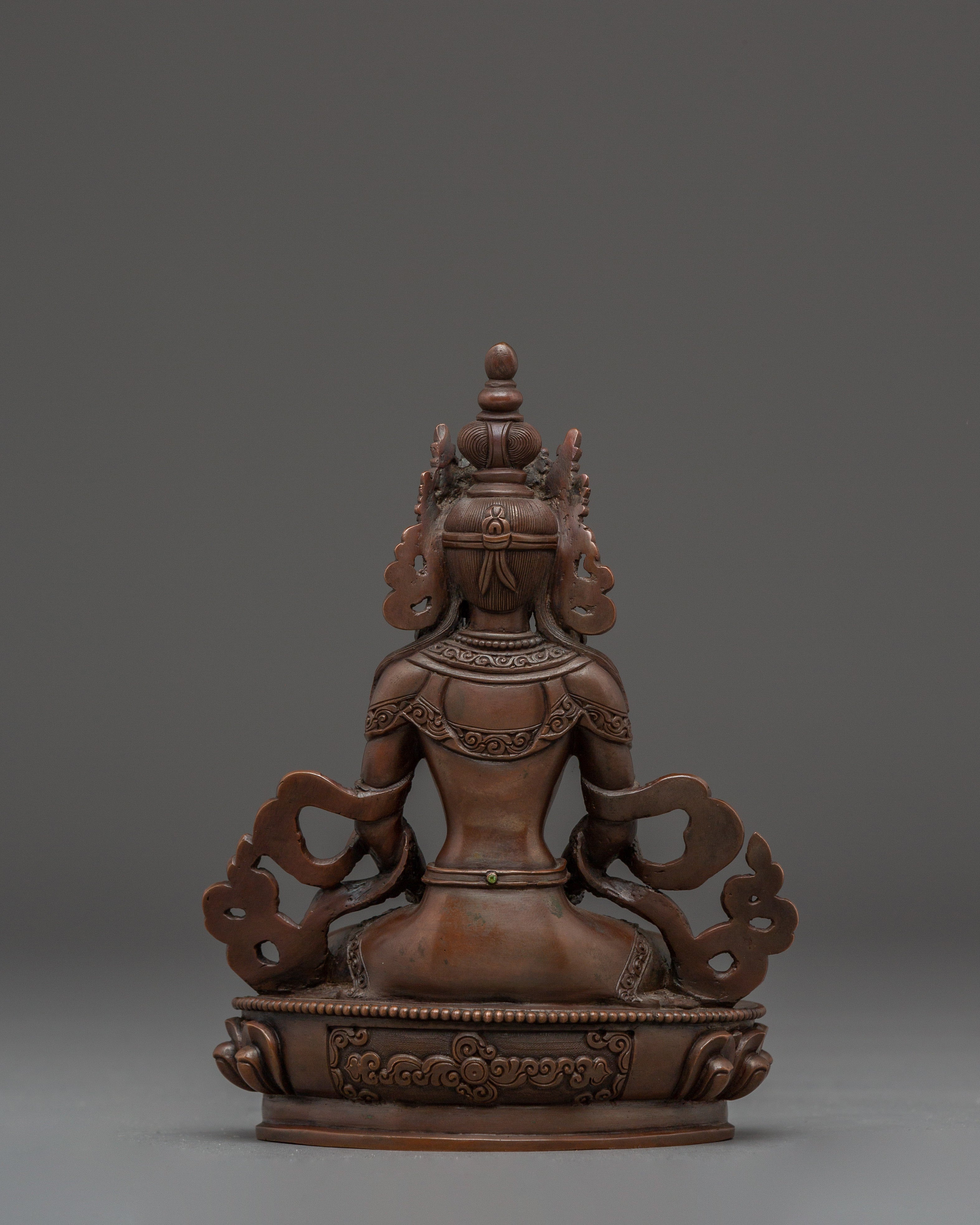Oxidized Copper Amitayus Statue | Symbol of Longevity