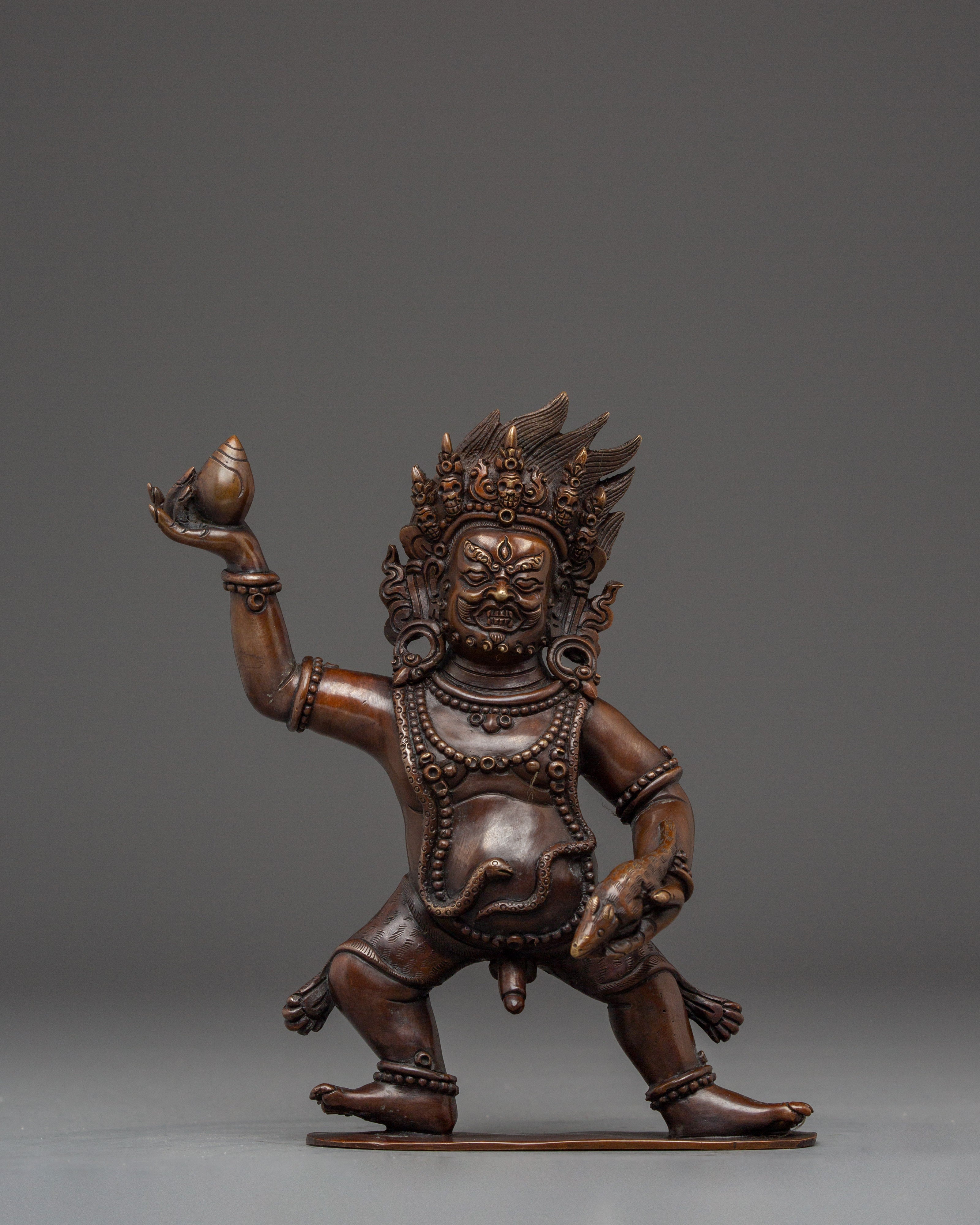 Black Dzambhala Wrathful Deity Statue Set | Tibetan Buddhist Ritual Art