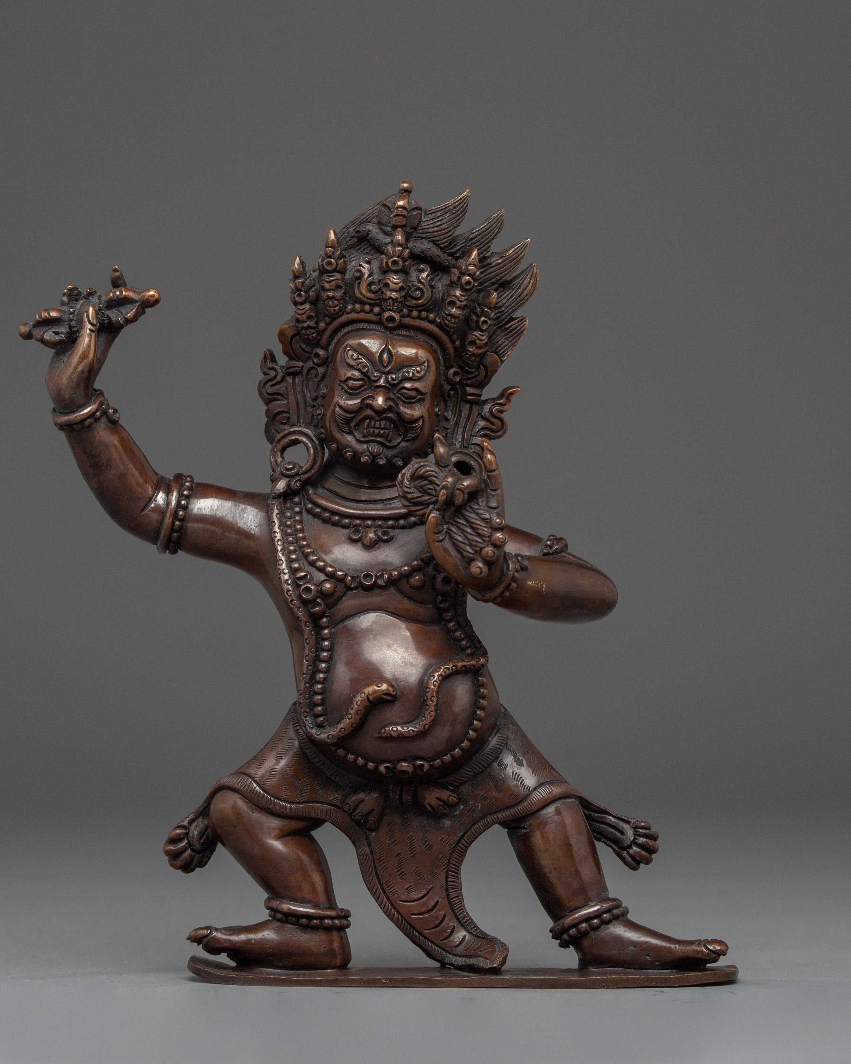 Black Dzambhala Wrathful Deity Statue Set | Tibetan Buddhist Ritual Art