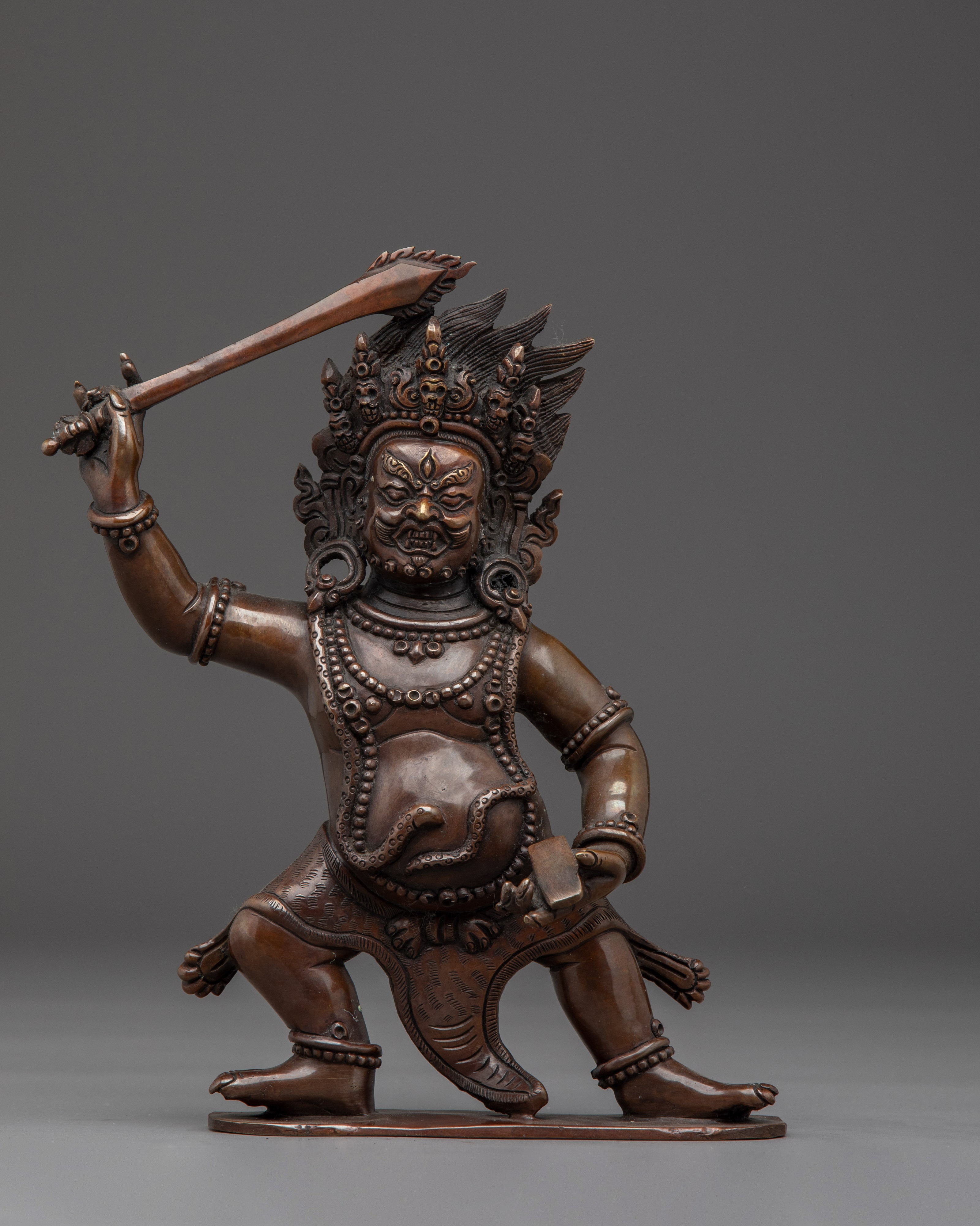 Black Dzambhala Wrathful Deity Statue Set | Tibetan Buddhist Ritual Art