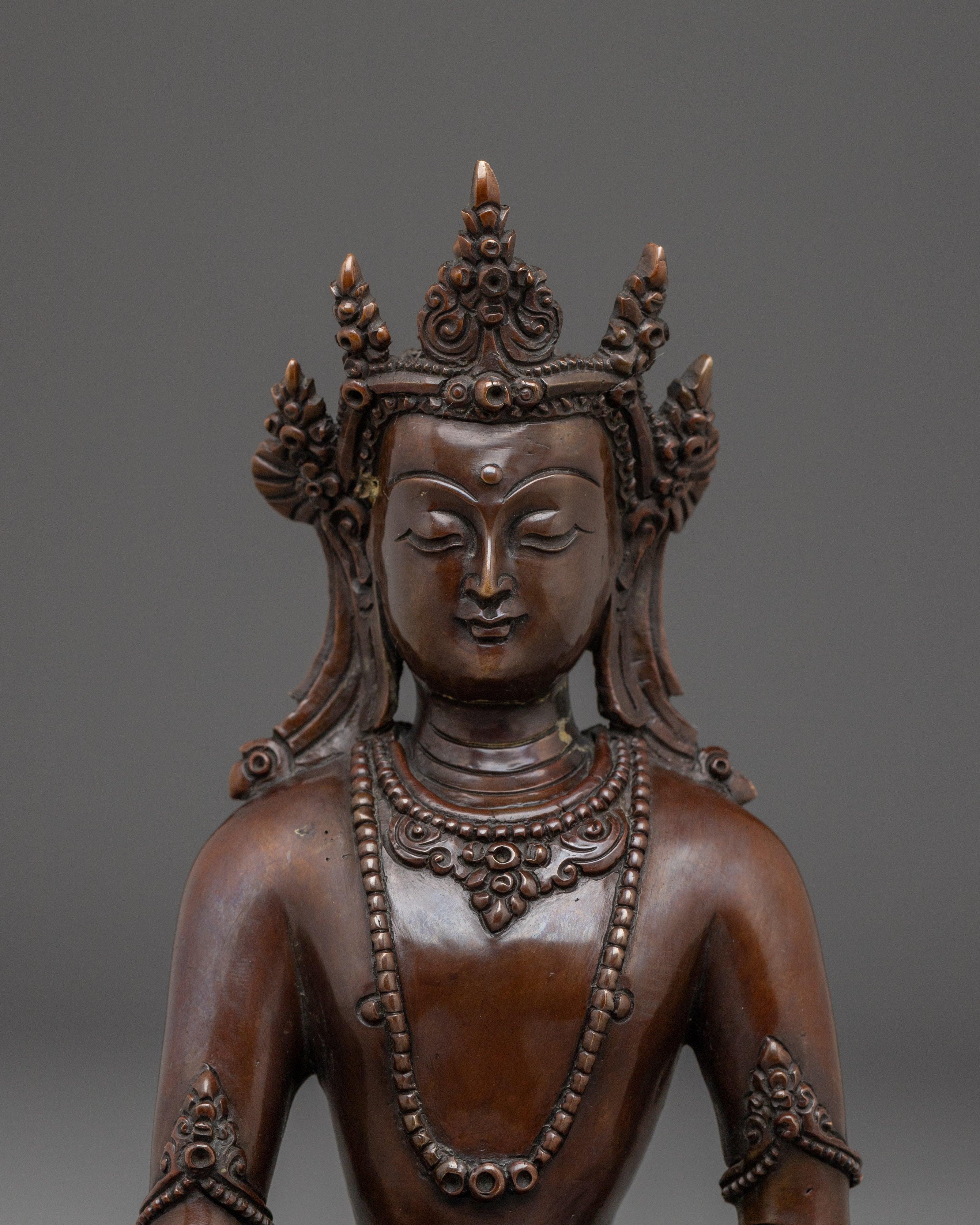 Handmade Crown Shakyamuni buddha Sculpture | Historical Buddha