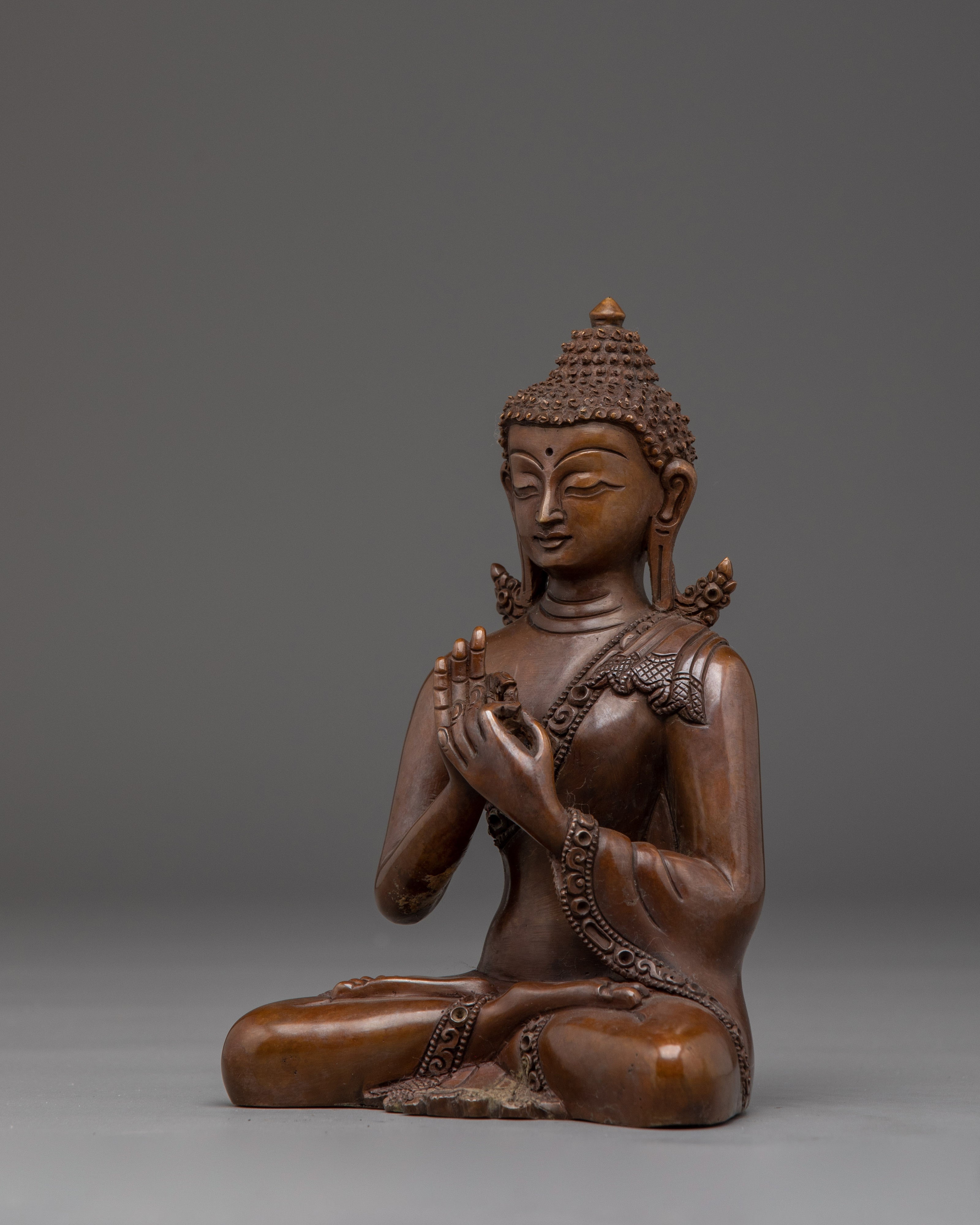 Vairocana Buddha in Oxidized Copper Statue | Symbol of Cosmic Wisdom and Purity