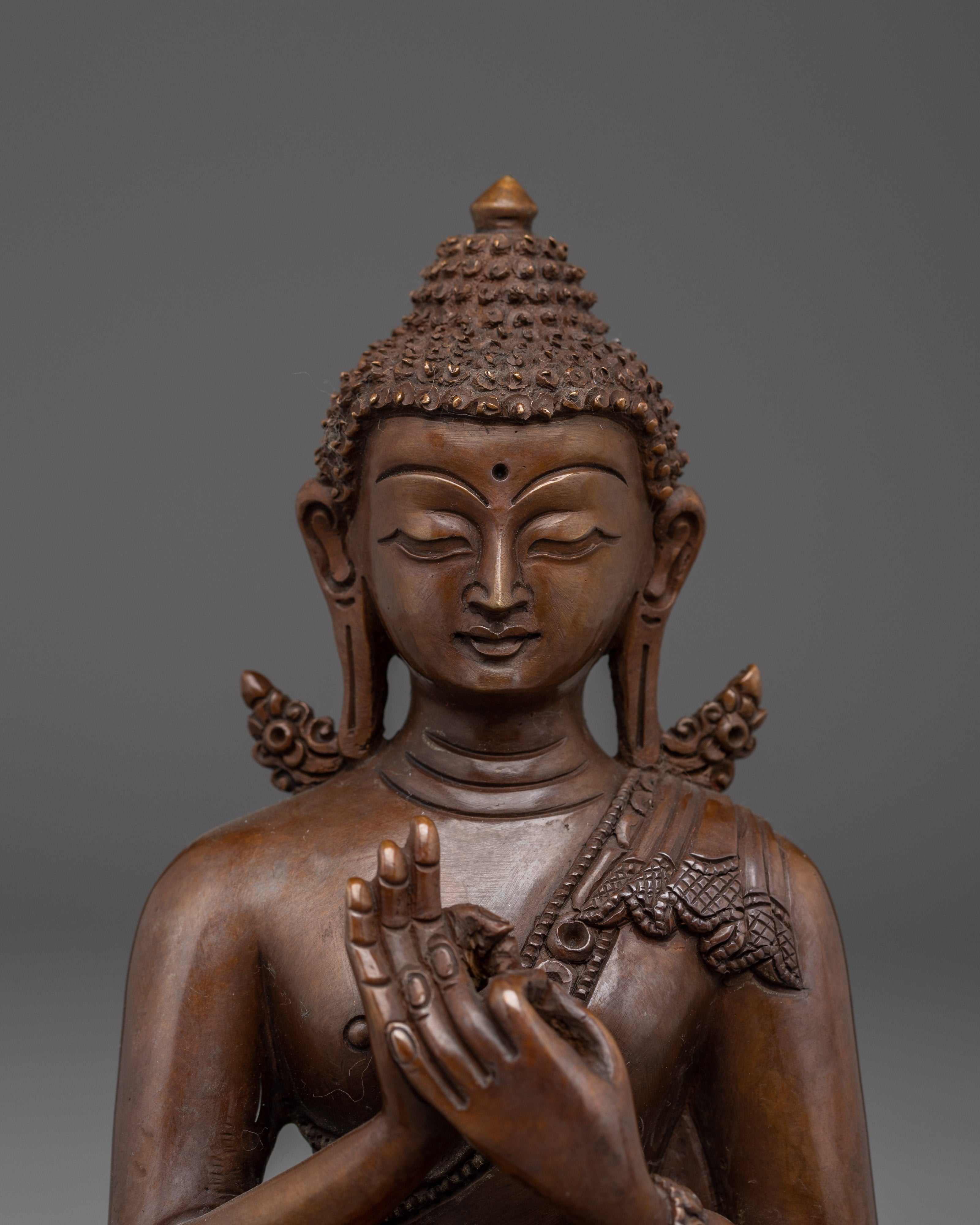 Vairocana Buddha in Oxidized Copper Statue | Symbol of Cosmic Wisdom and Purity