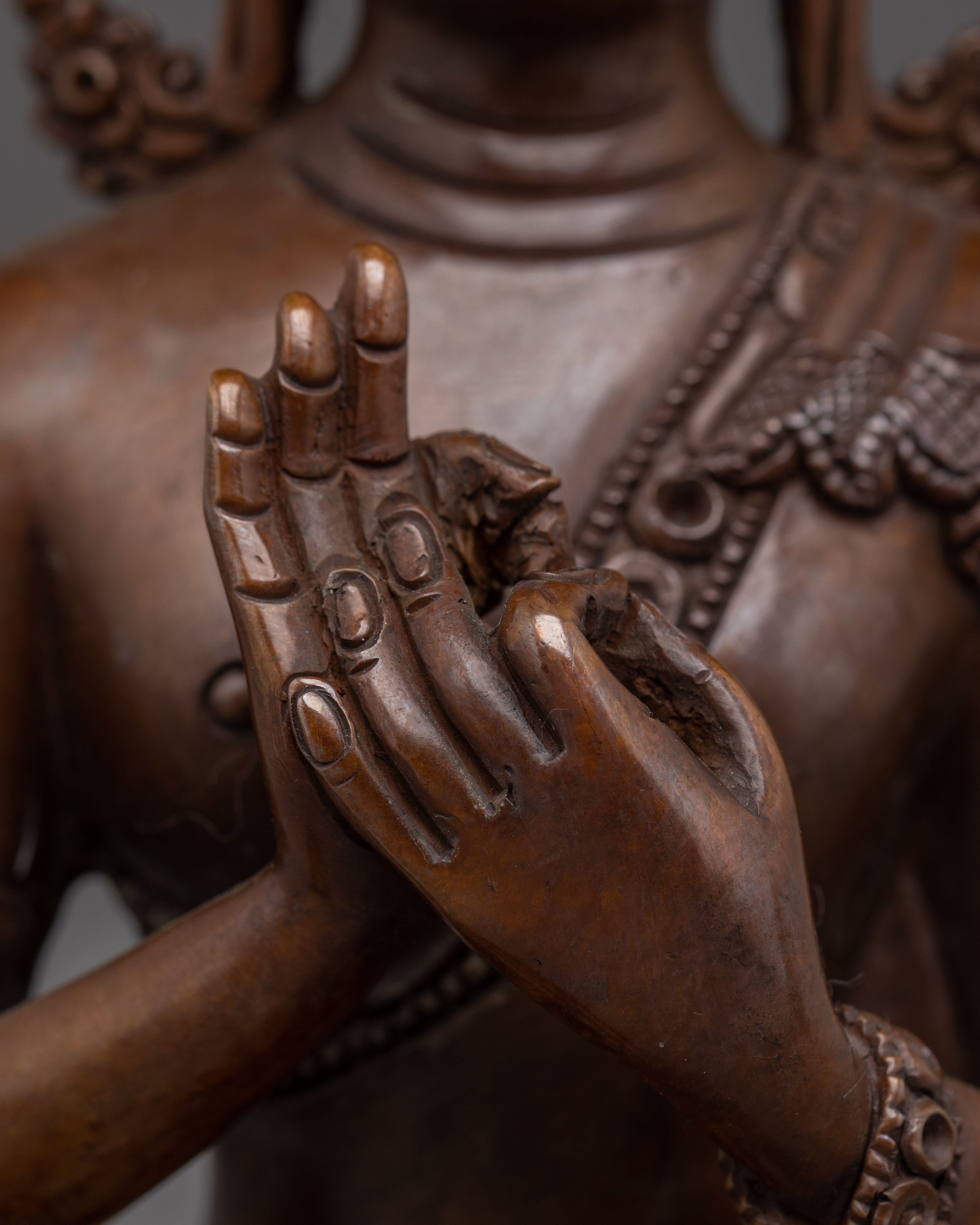 Vairocana Buddha in Oxidized Copper Statue | Symbol of Cosmic Wisdom and Purity