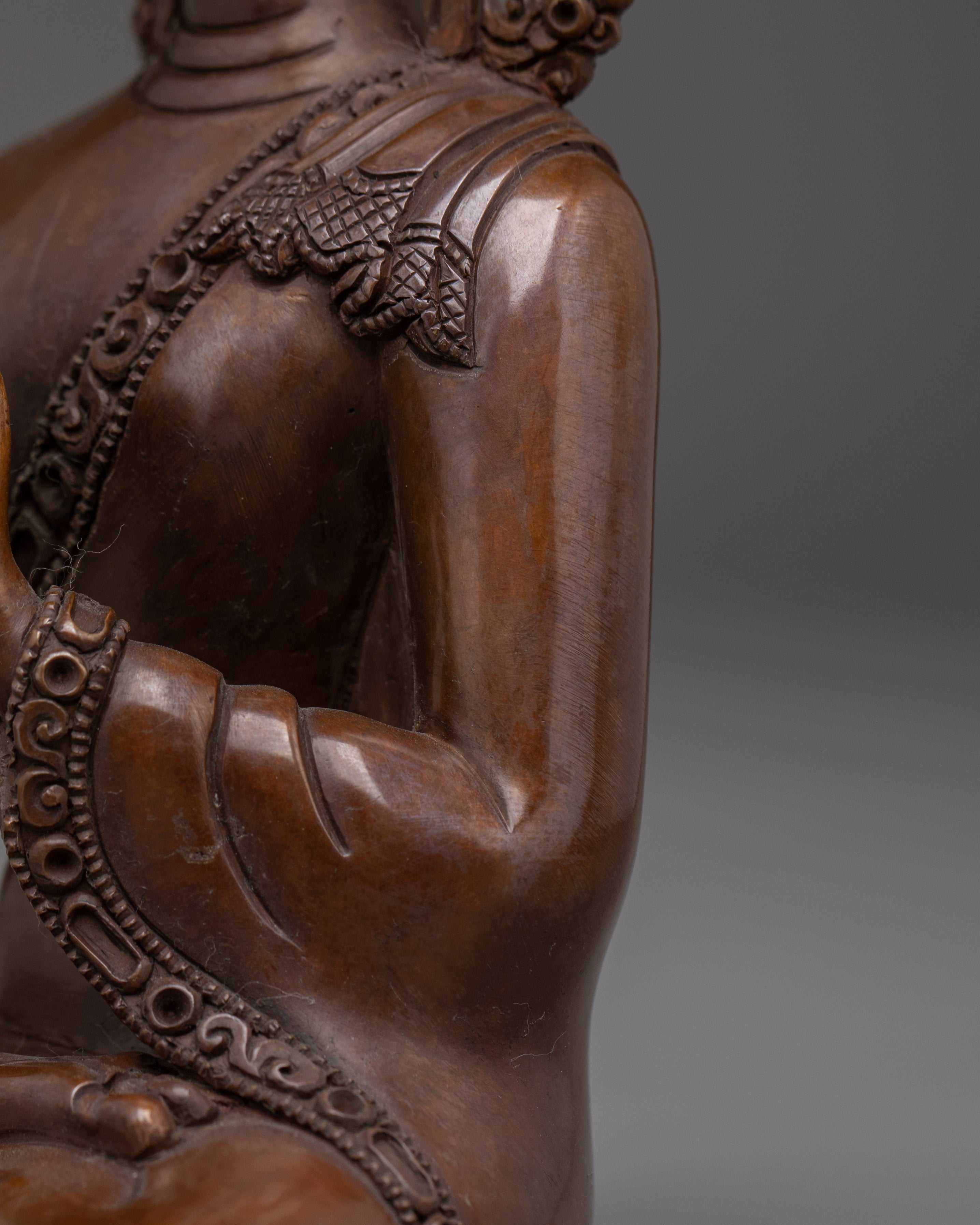 Vairocana Buddha in Oxidized Copper Statue | Symbol of Cosmic Wisdom and Purity