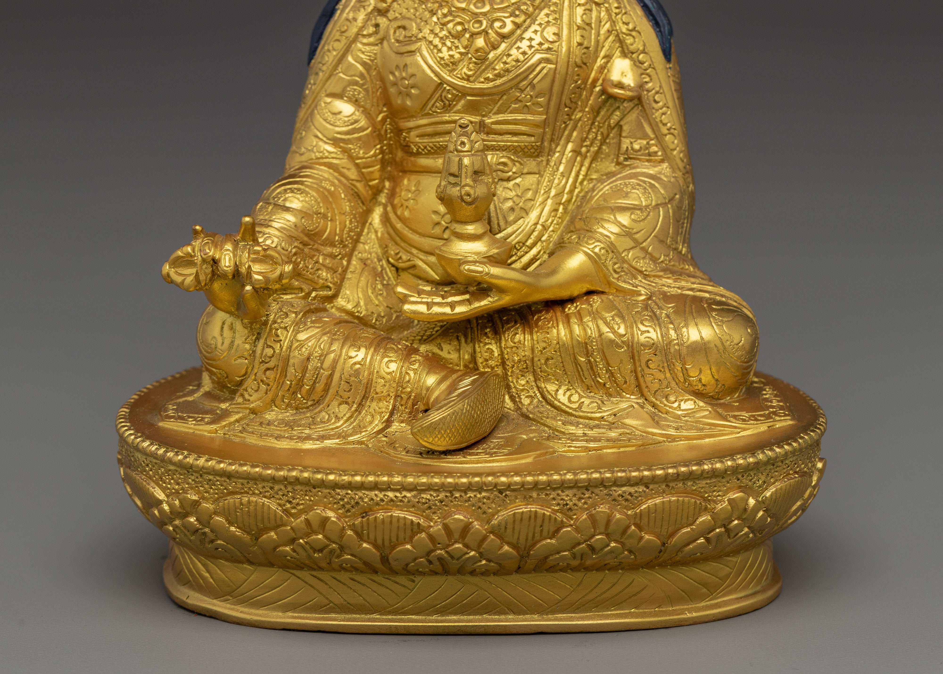 Vajra Master Guru Rinpoche Golden Statue | Himalayan Padmasambhava Artwork