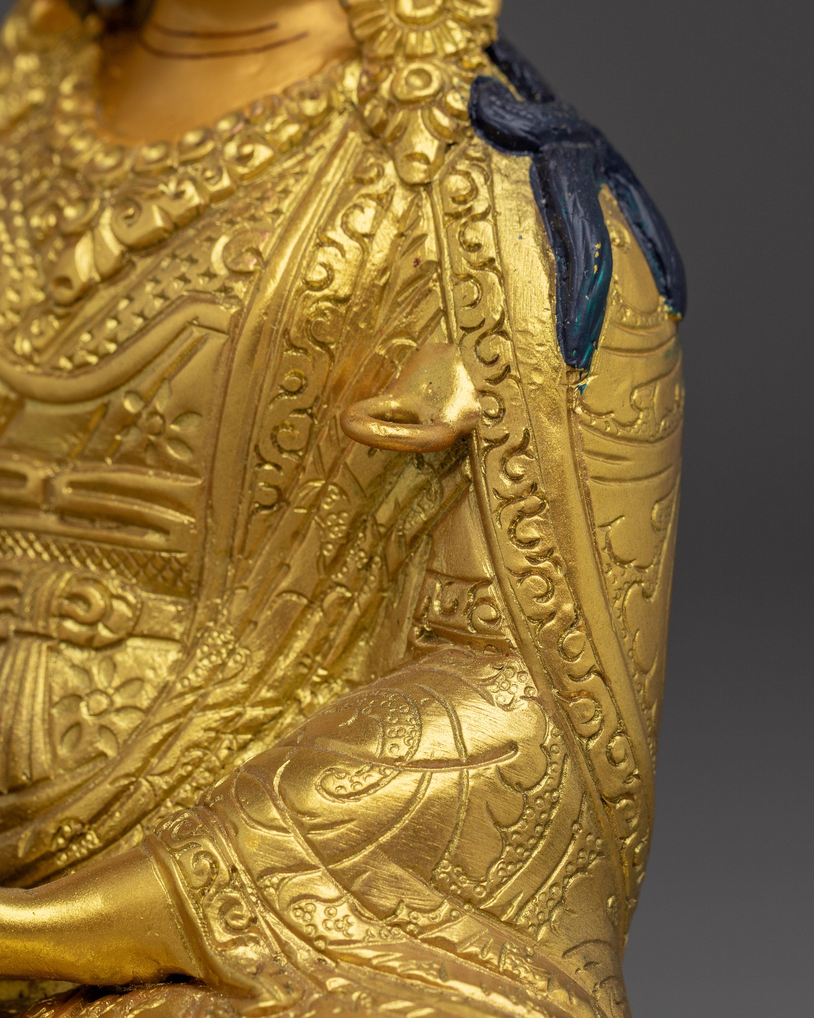 Vajra Master Guru Rinpoche Golden Statue | Himalayan Padmasambhava Artwork