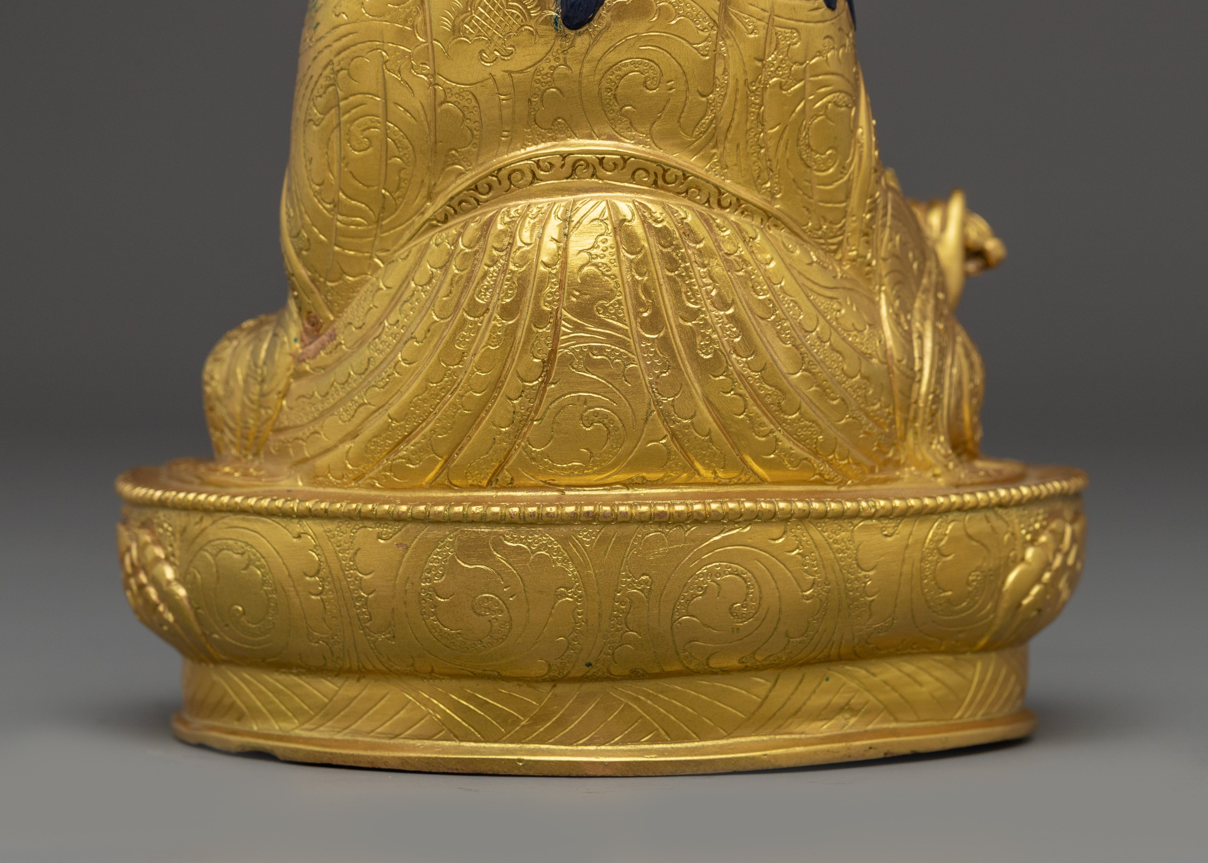 Vajra Master Guru Rinpoche Golden Statue | Himalayan Padmasambhava Artwork