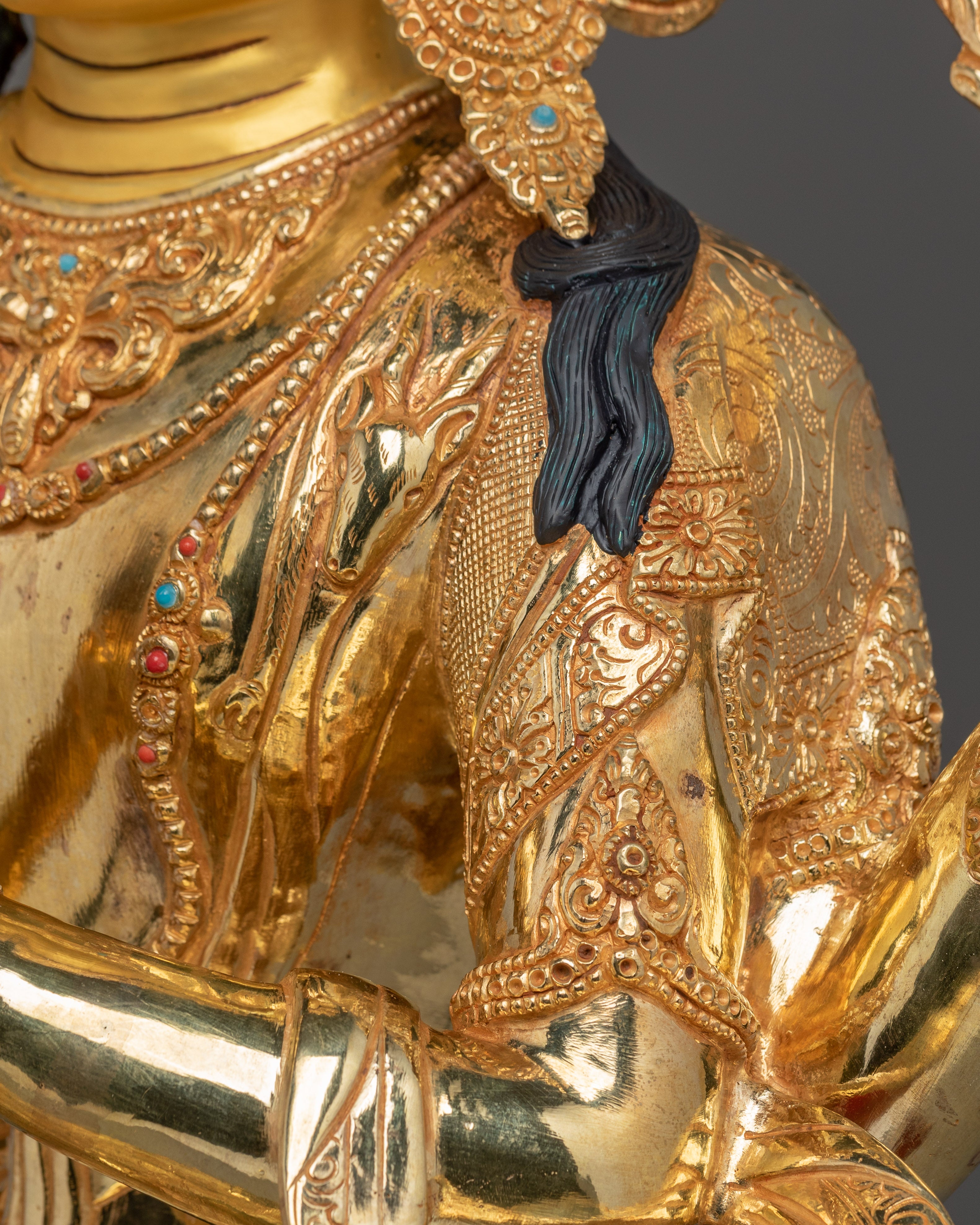 Chenrezig Statue with Copper Body | Tibetan Buddhist Shrine Sculpture