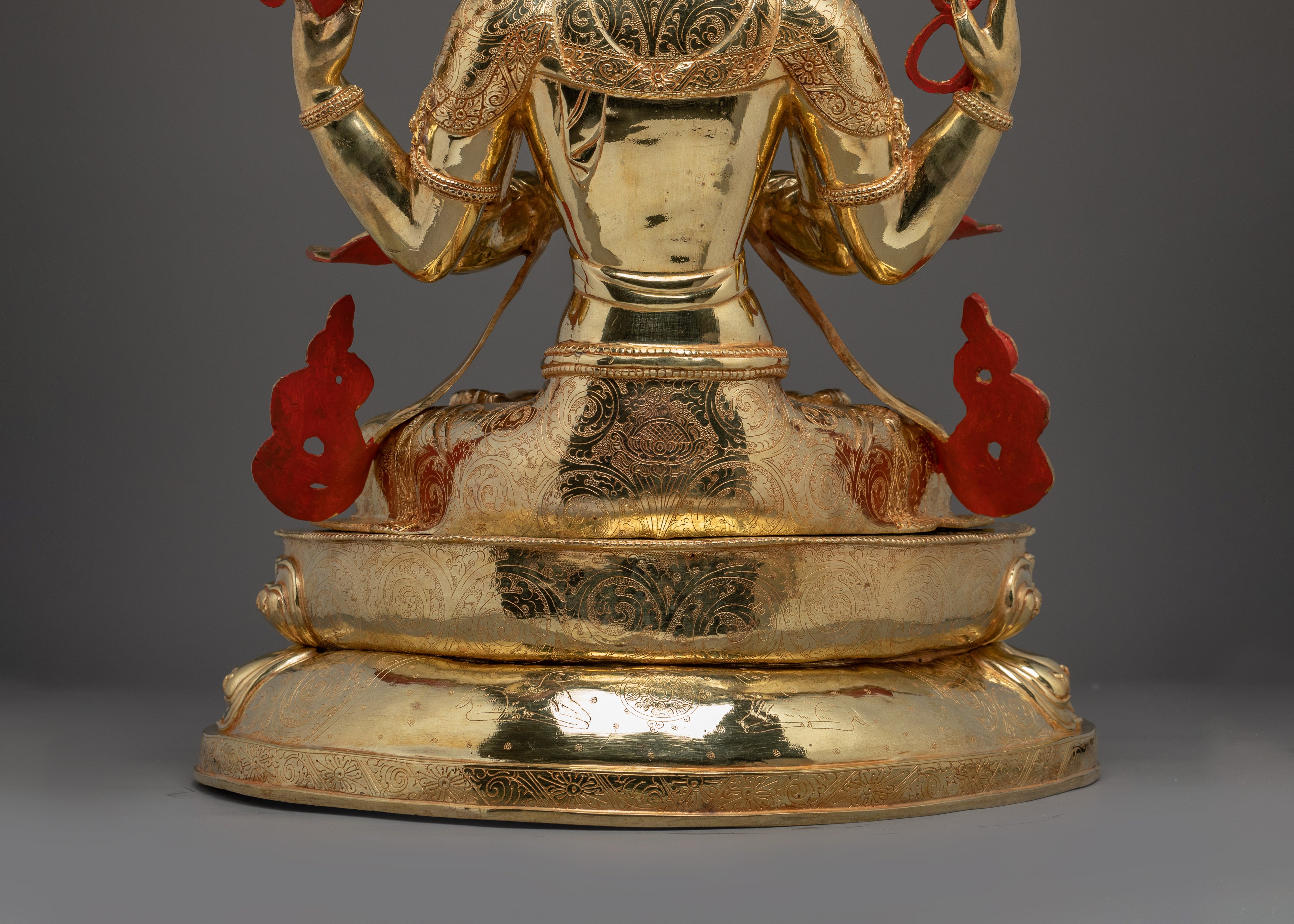Chenrezig Statue with Copper Body | Tibetan Buddhist Shrine Sculpture