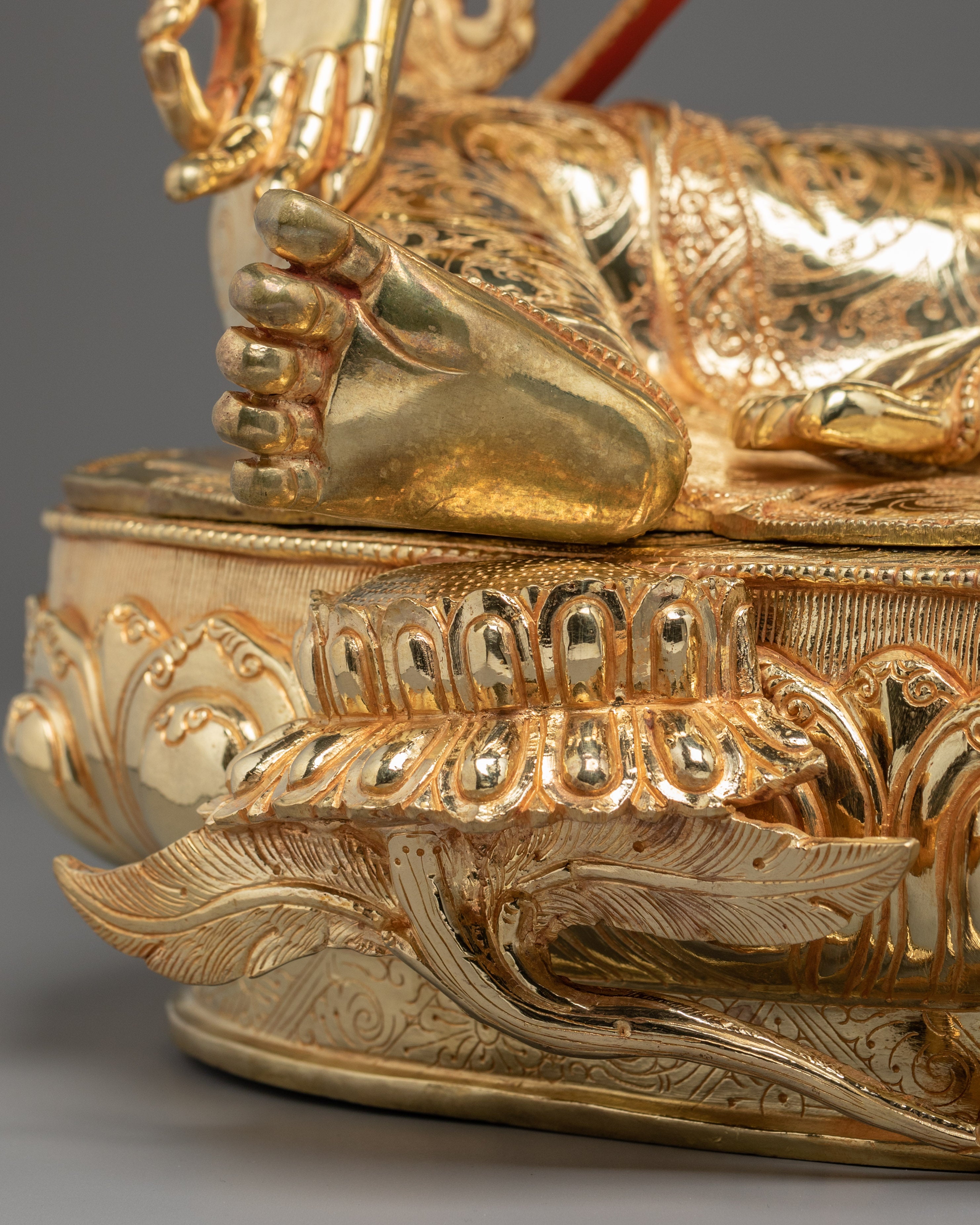 Green Tara Statue Gilded in 24K Gold | Buddhist Deity Sculpture and Bodhisattva Art