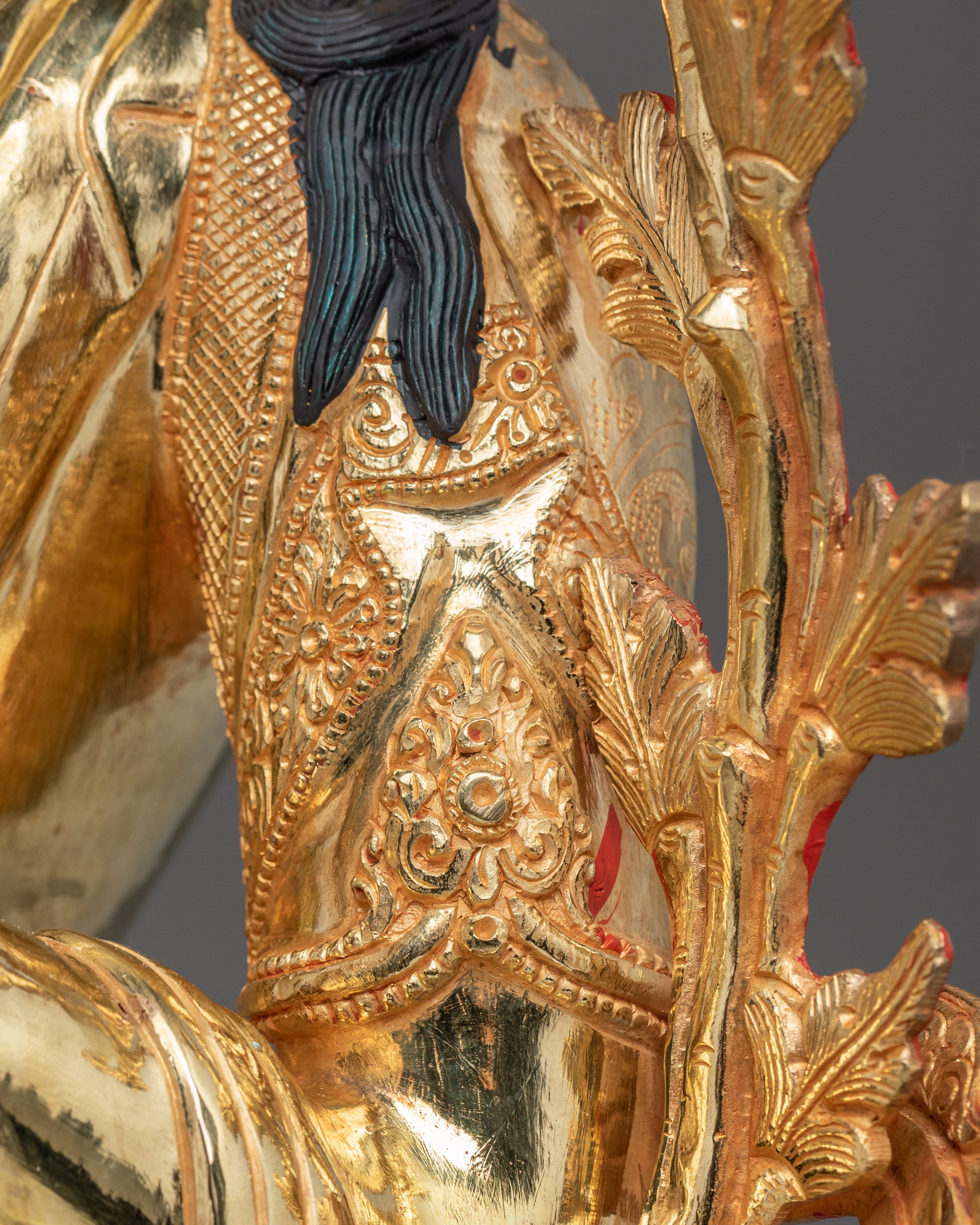 Green Tara Statue Gilded in 24K Gold | Buddhist Deity Sculpture and Bodhisattva Art