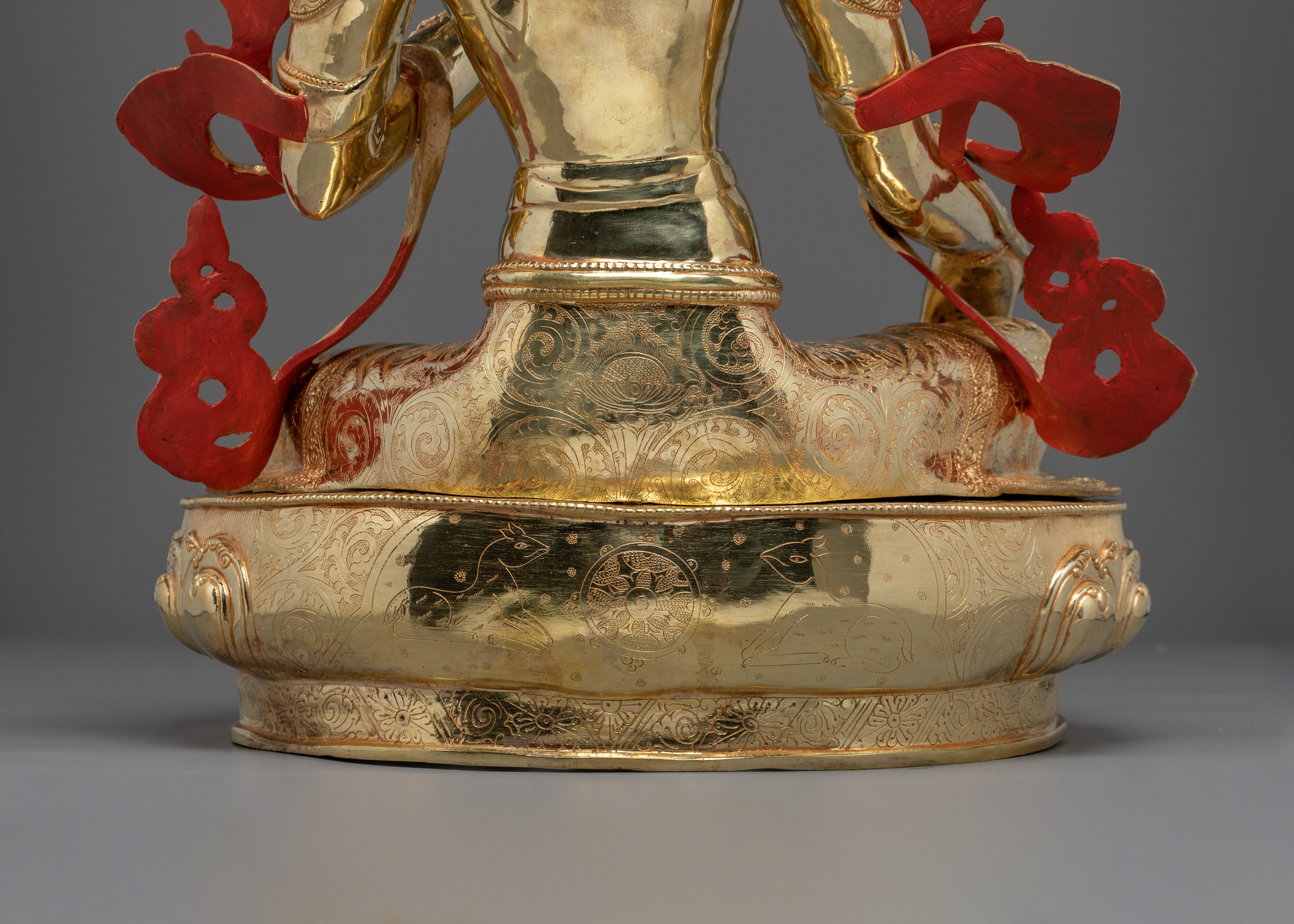 Green Tara Statue Gilded in 24K Gold | Buddhist Deity Sculpture and Bodhisattva Art