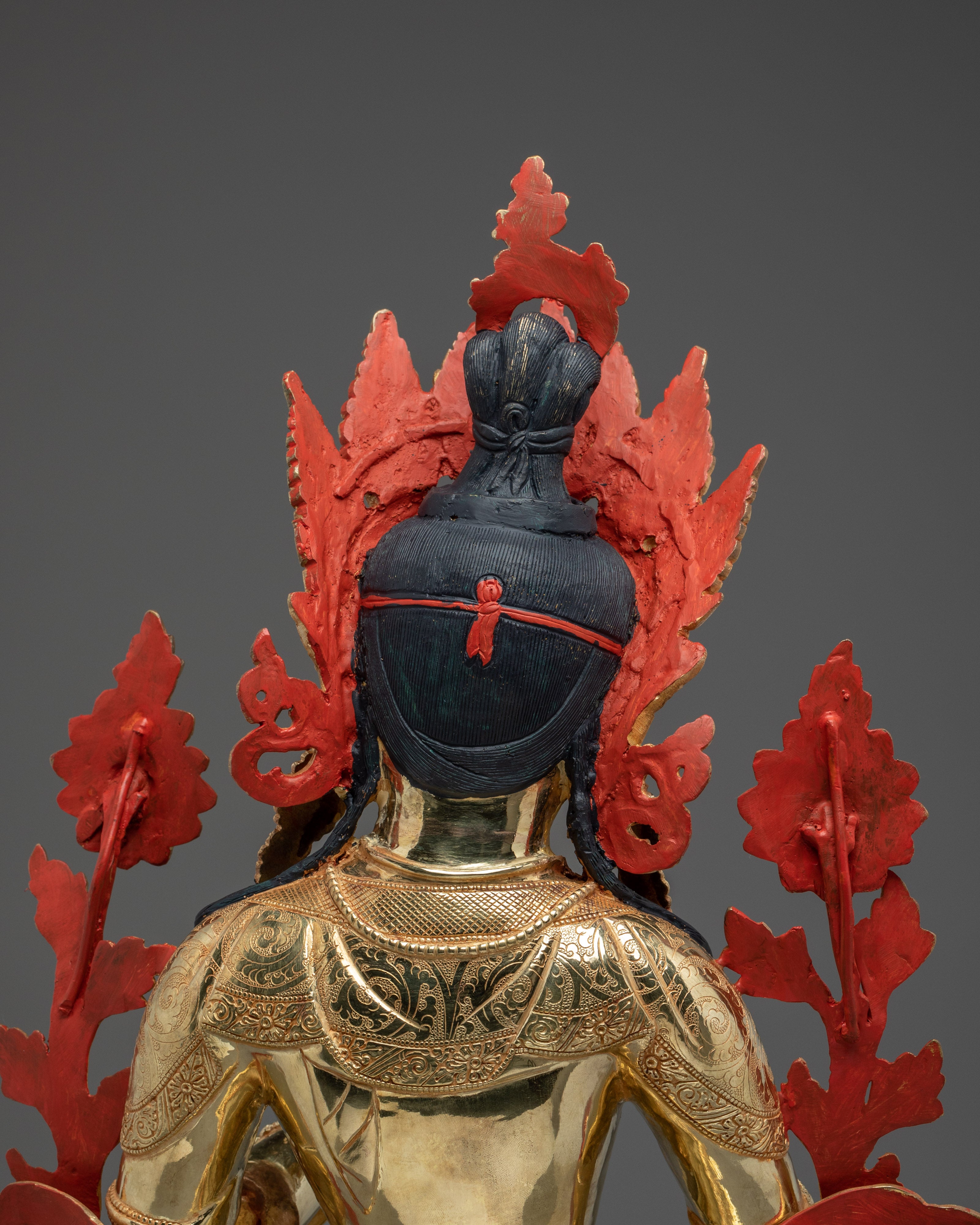 Green Tara Statue Gilded in 24K Gold | Buddhist Deity Sculpture and Bodhisattva Art