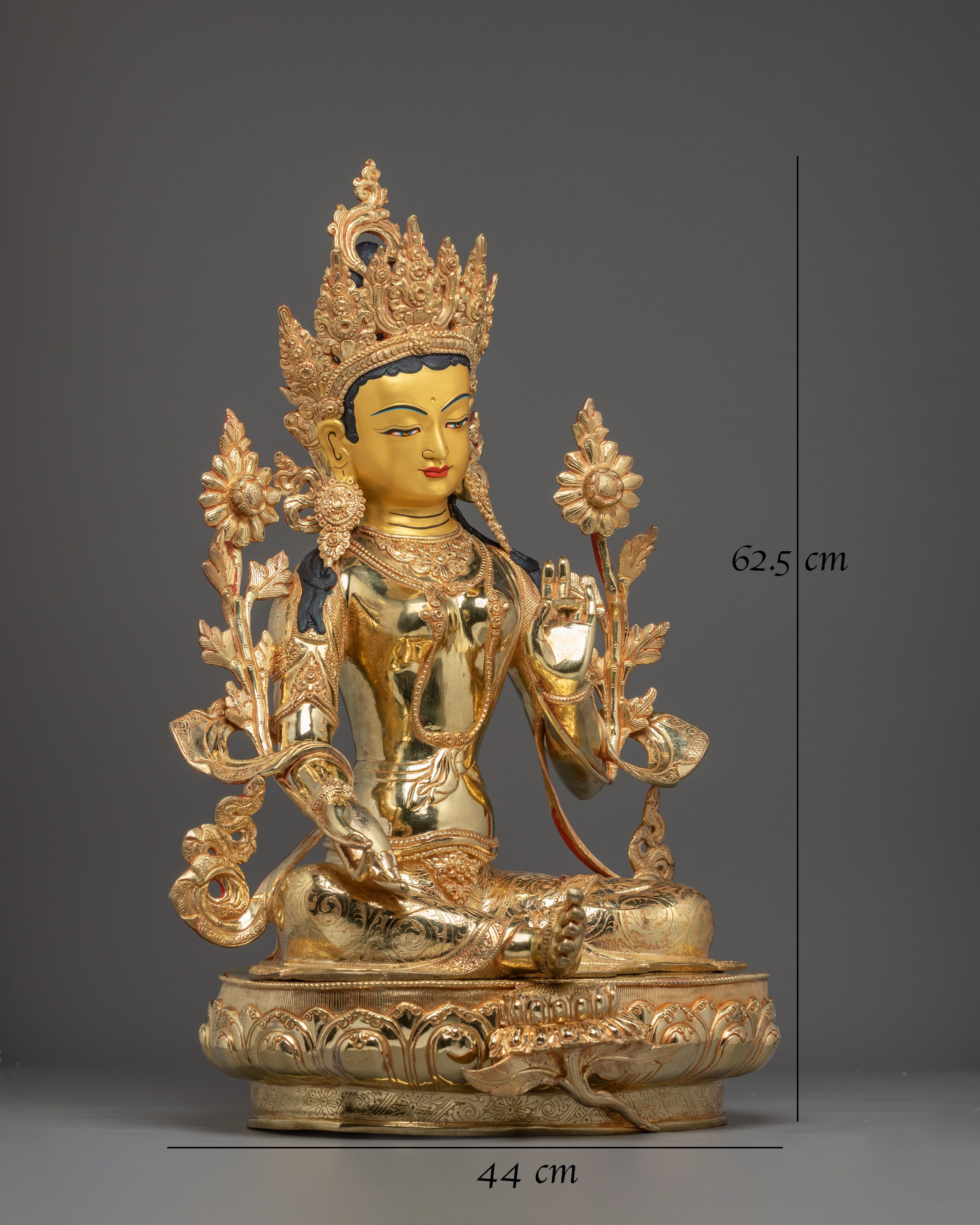 Green Tara Statue Gilded in 24K Gold