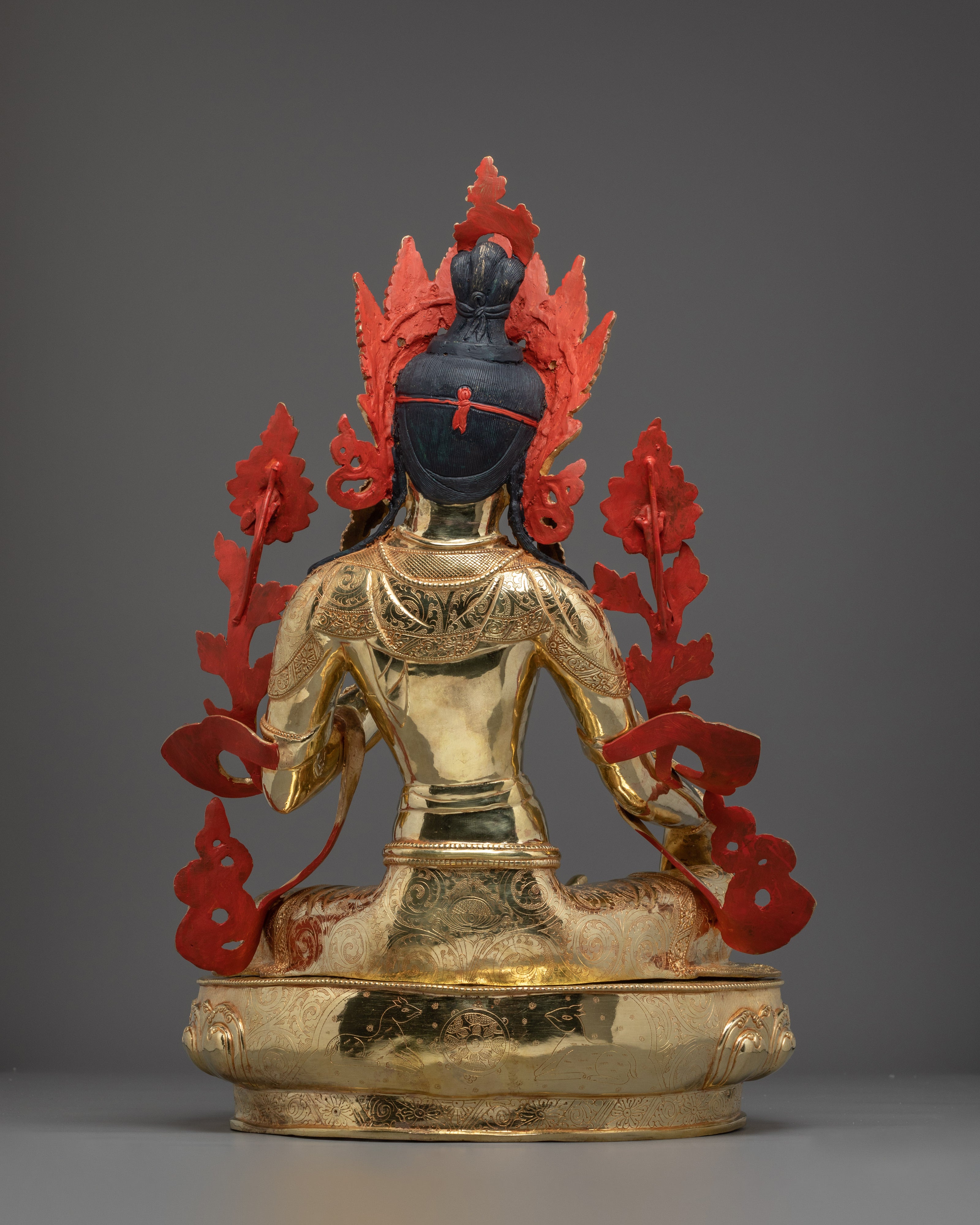 Green Tara Statue Gilded in 24K Gold | Buddhist Deity Sculpture and Bodhisattva Art