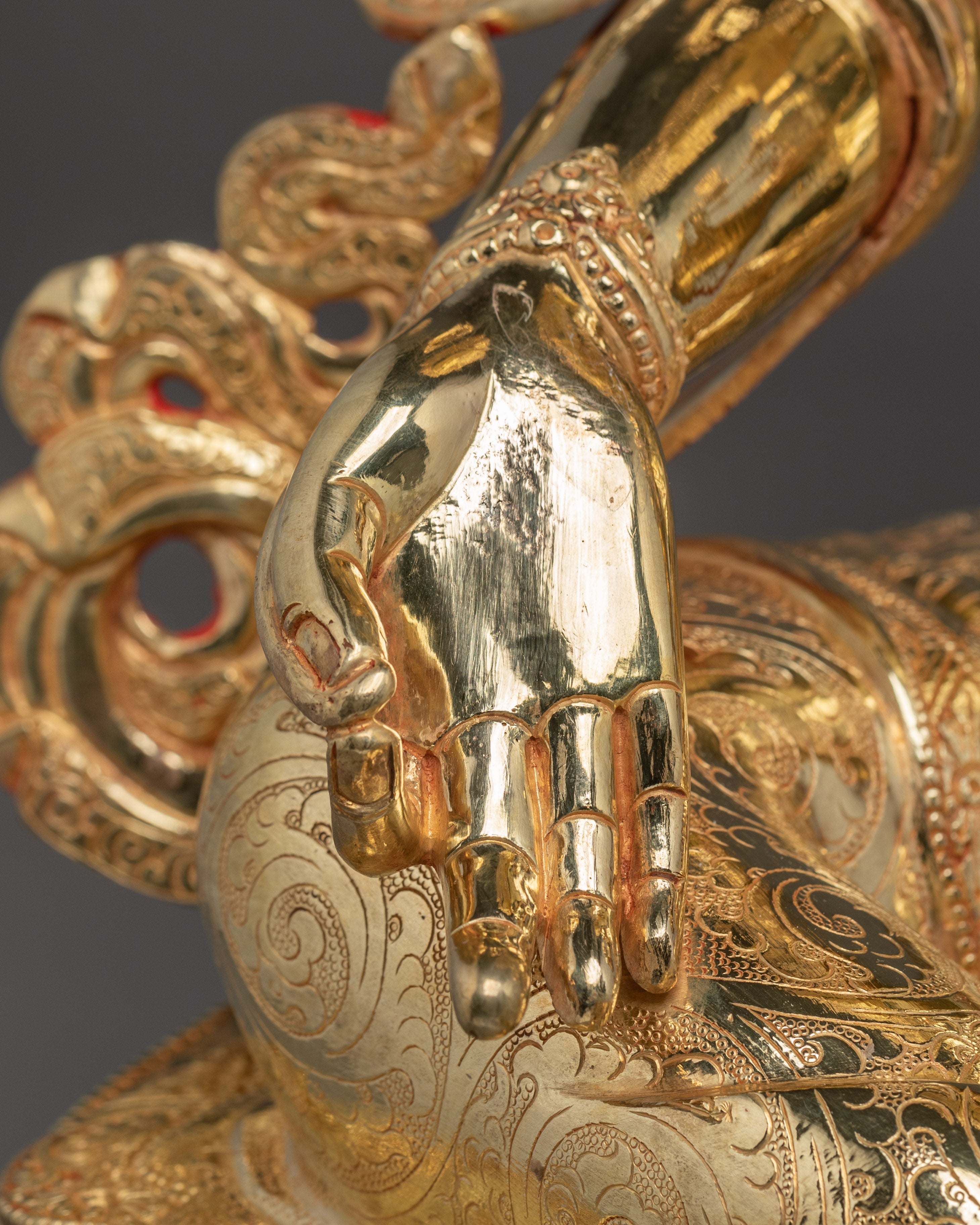 Green Tara Statue Gilded in 24K Gold | Buddhist Deity Sculpture and Bodhisattva Art