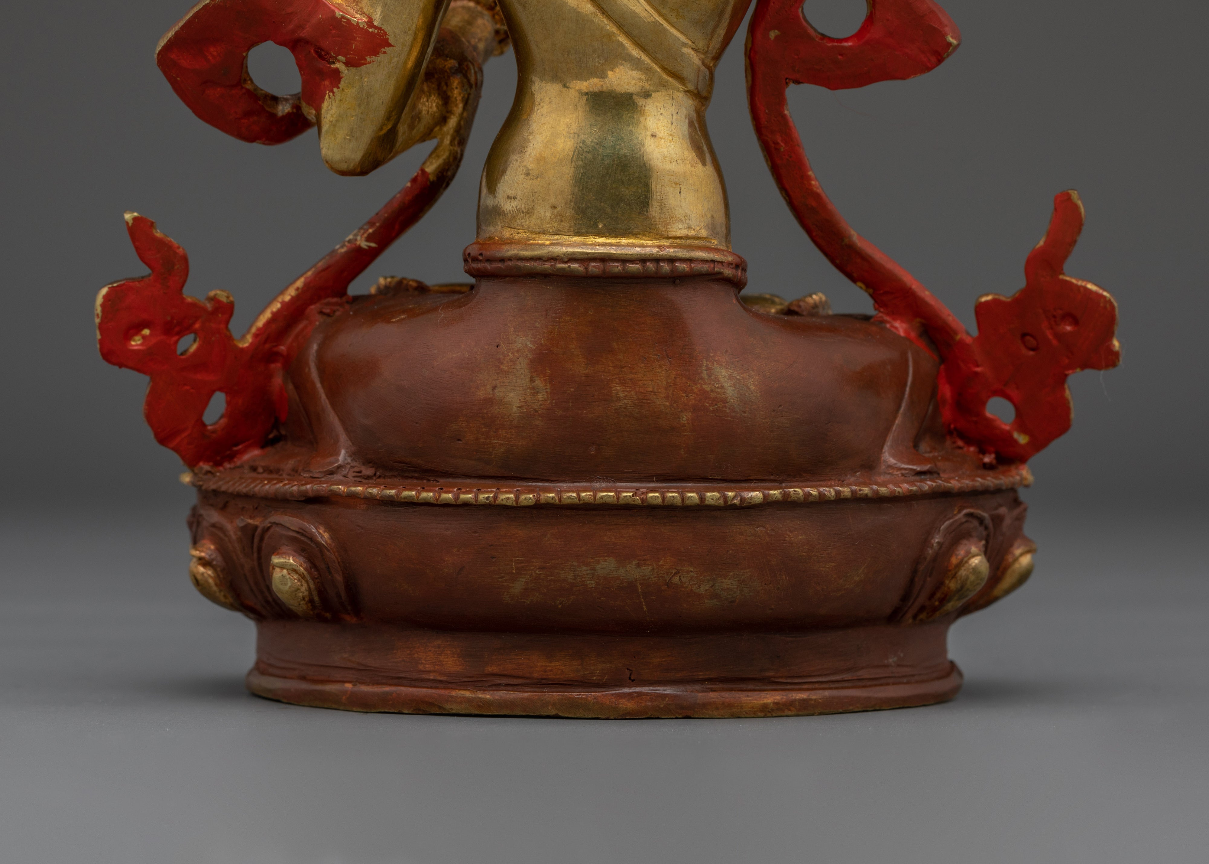 Manjushri statue with 24K Gold Gilding | Copper Wisdom Deity for Meditation