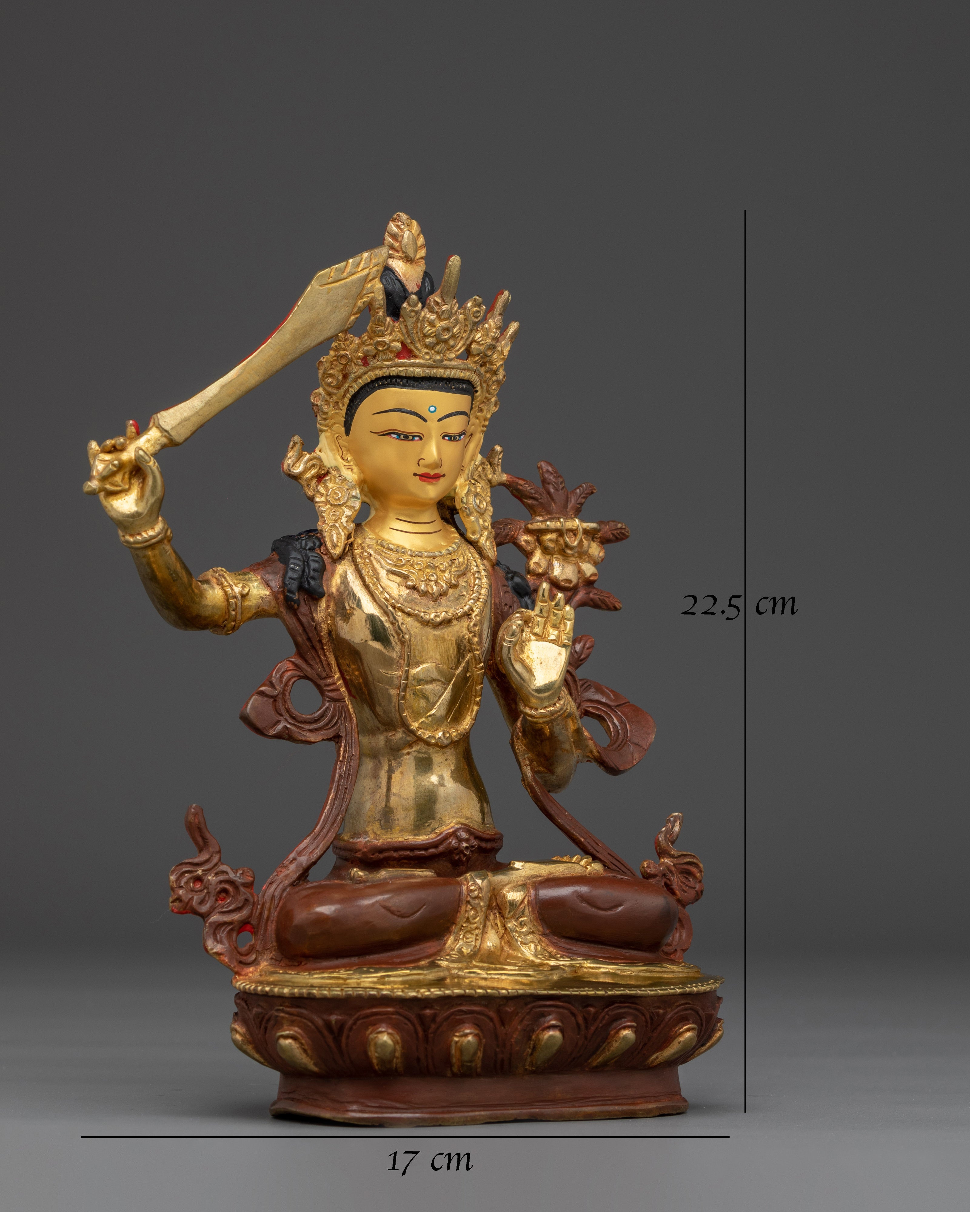 Manjushri statue with 24K Gold Gilding