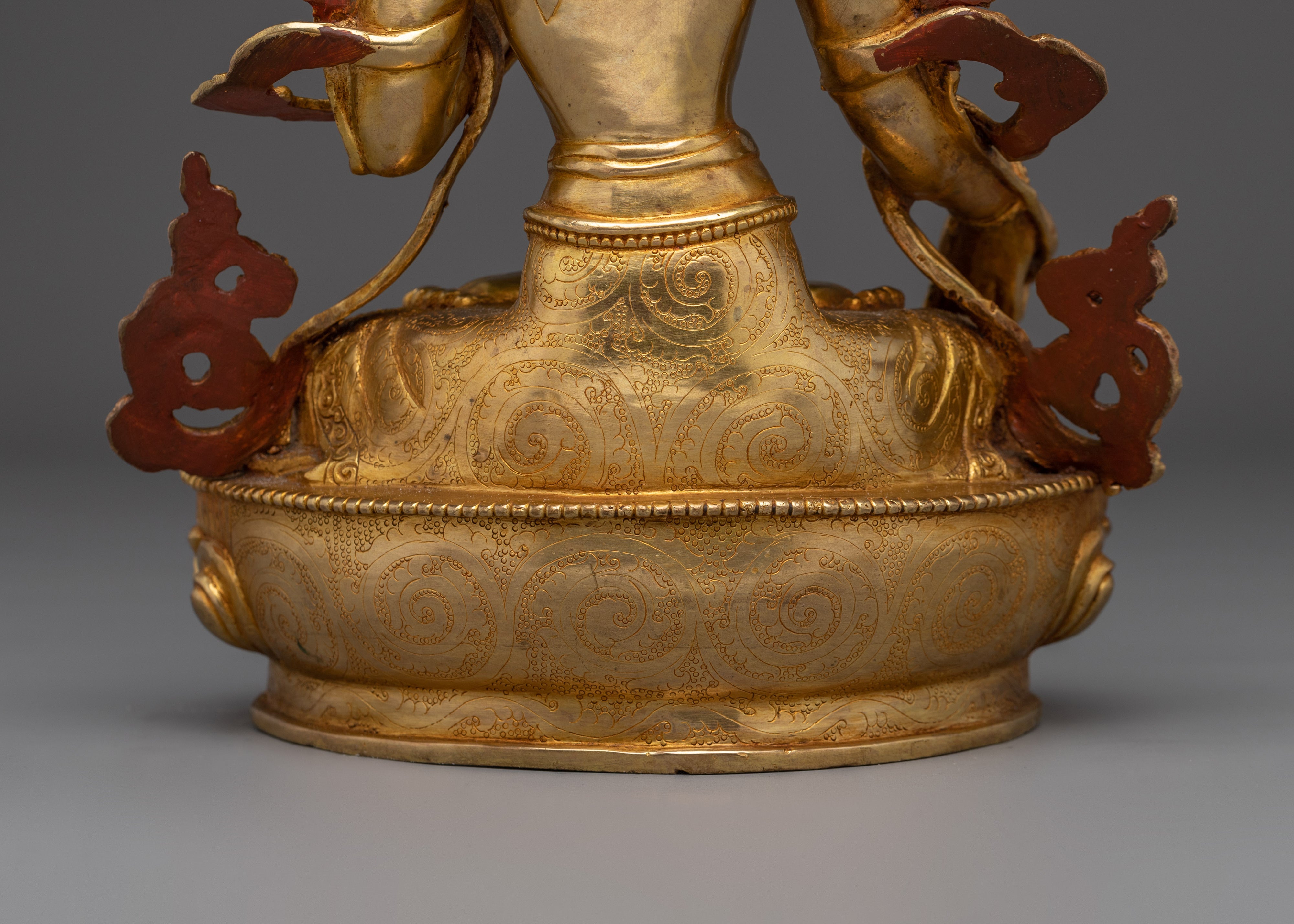 White Tara Altar Statue for Healing | Buddhist Copper Sculpture Gilded in 24K Gold
