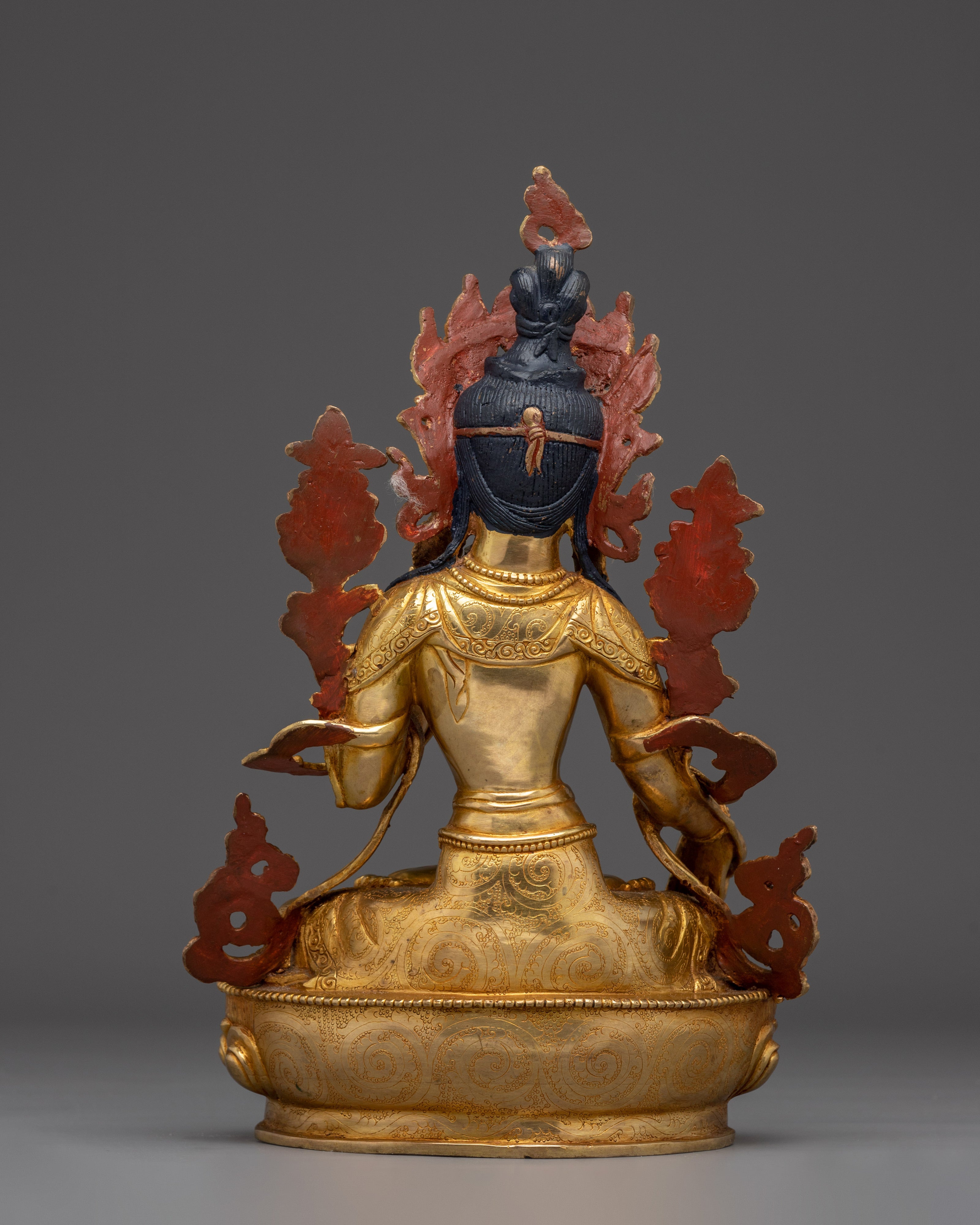 White Tara Altar Statue for Healing | Buddhist Copper Sculpture Gilded in 24K Gold